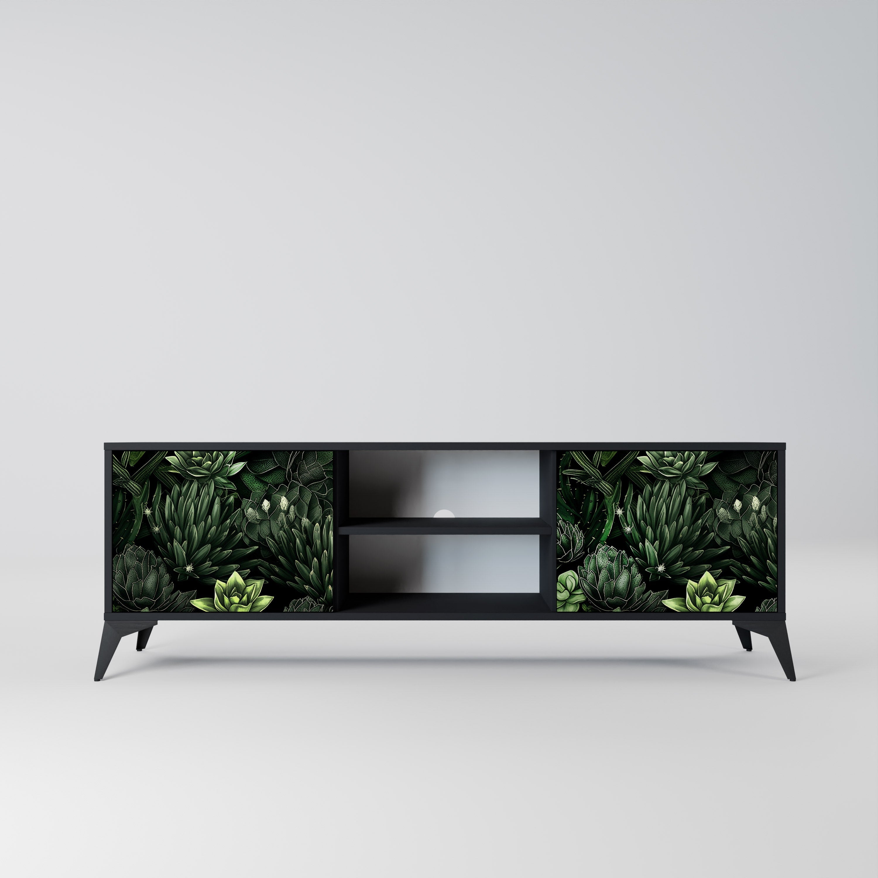 SUCCULENT JUNGLE 2-Door TV Stand in Black Finish