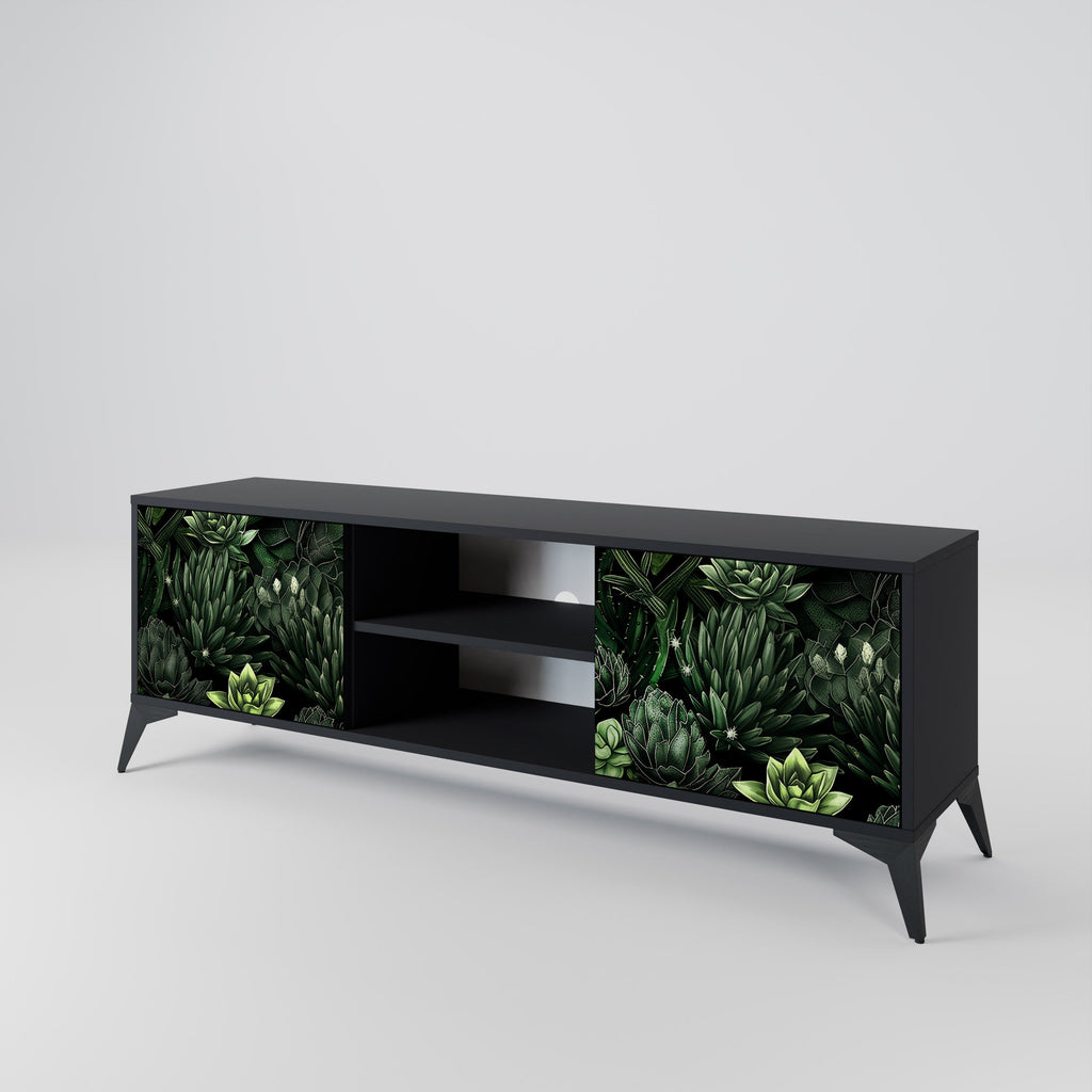 SUCCULENT JUNGLE 2-Door TV Stand in Black Finish