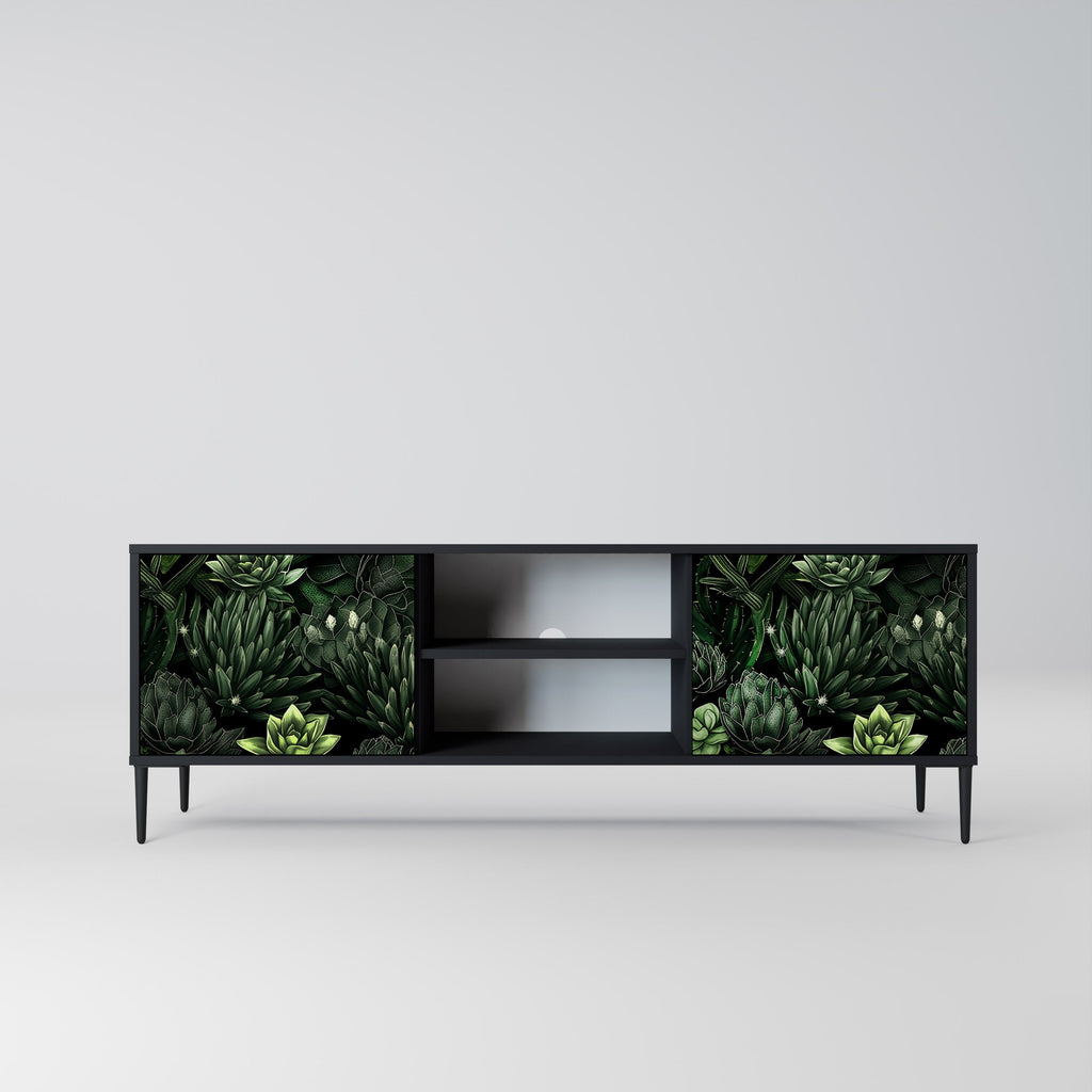 SUCCULENT JUNGLE 2-Door TV Stand in Black Finish