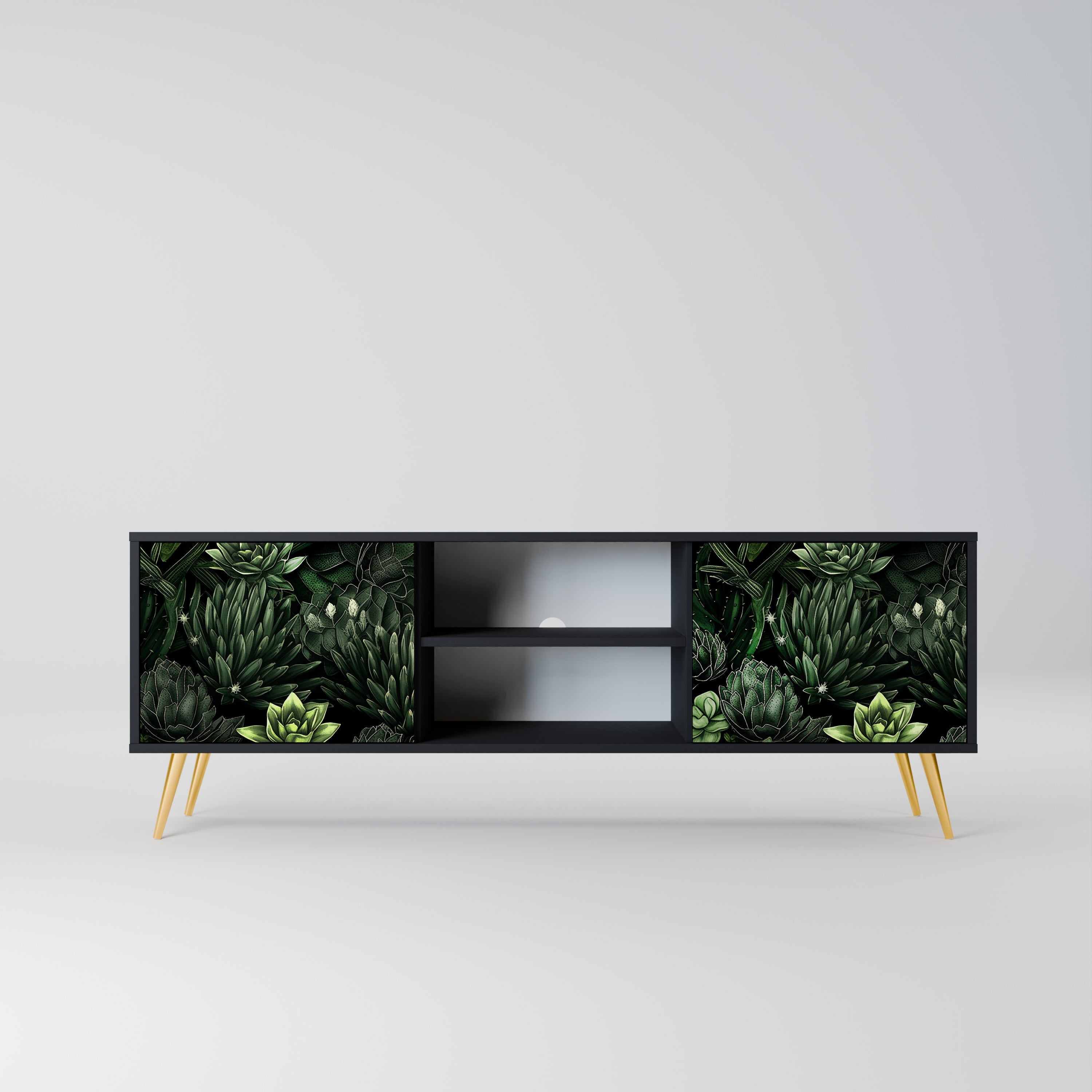 SUCCULENT JUNGLE 2-Door TV Stand in Black Finish