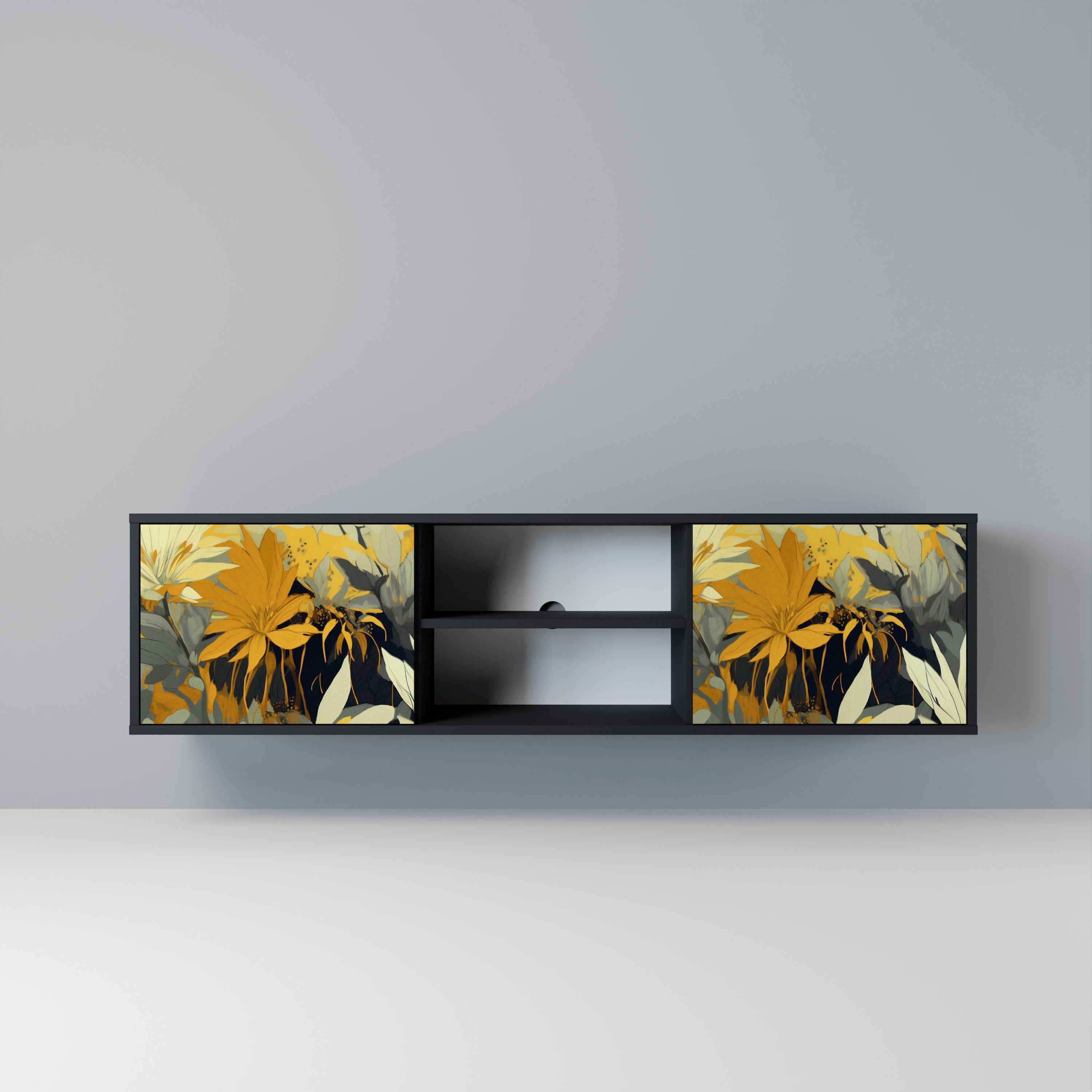 SUNKISSED LILY 2-Door TV Stand in Black Finish