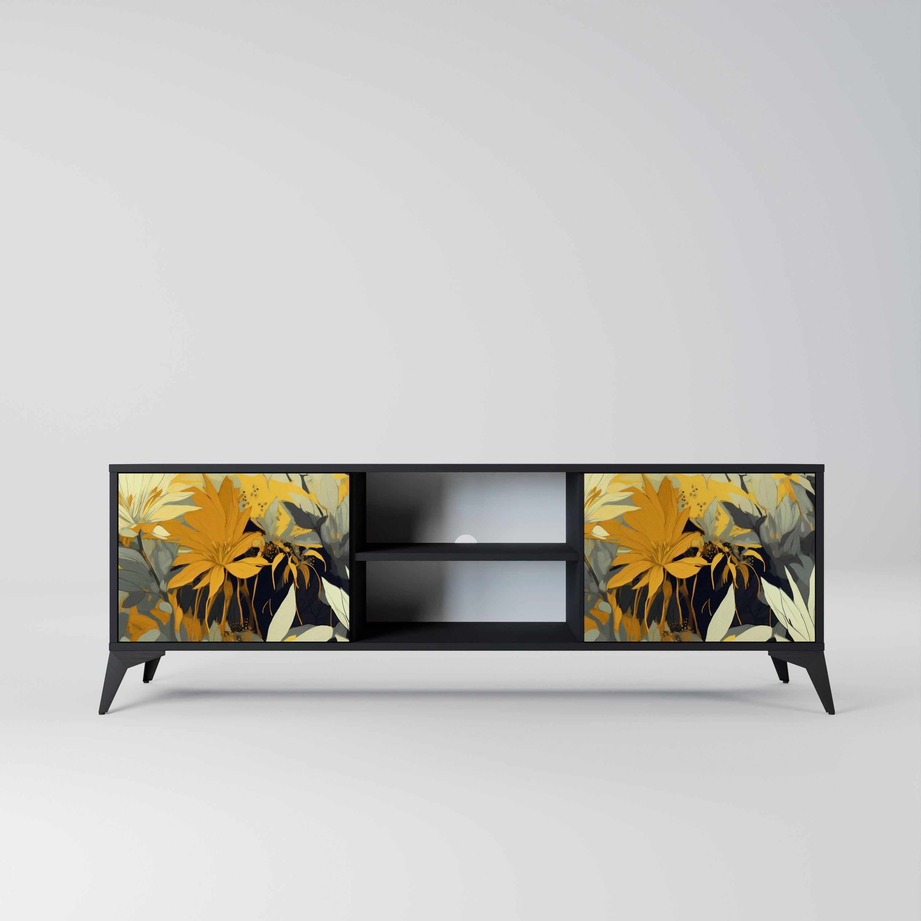 SUNKISSED LILY 2-Door TV Stand in Black Finish