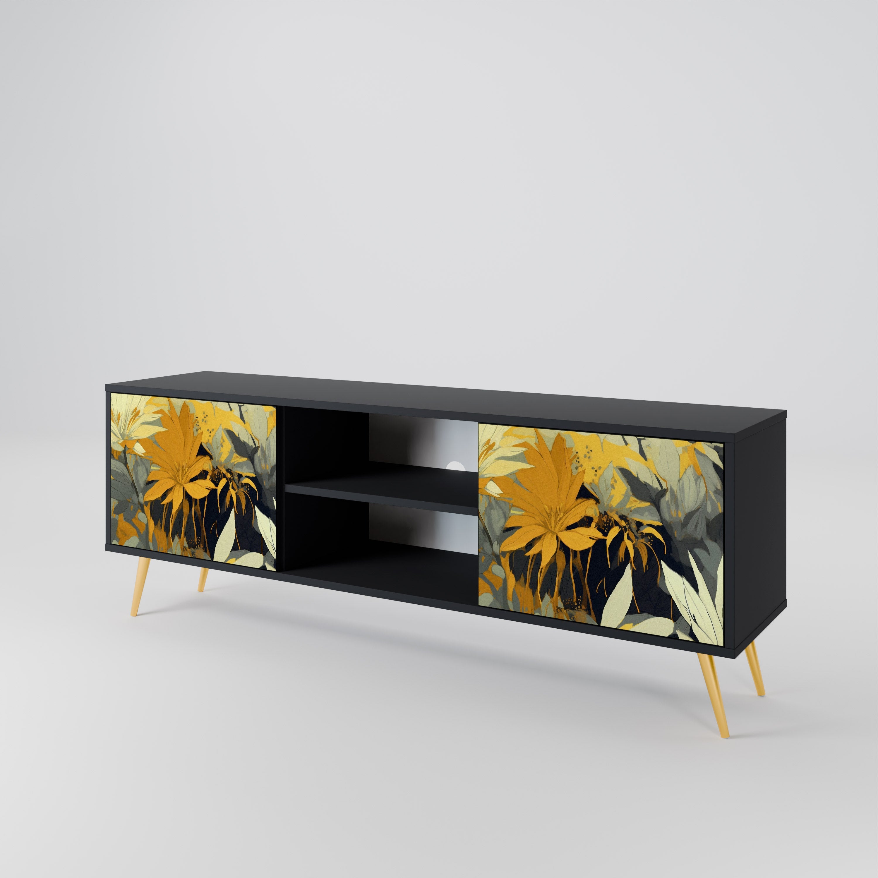 SUNKISSED LILY 2-Door TV Stand in Black Finish