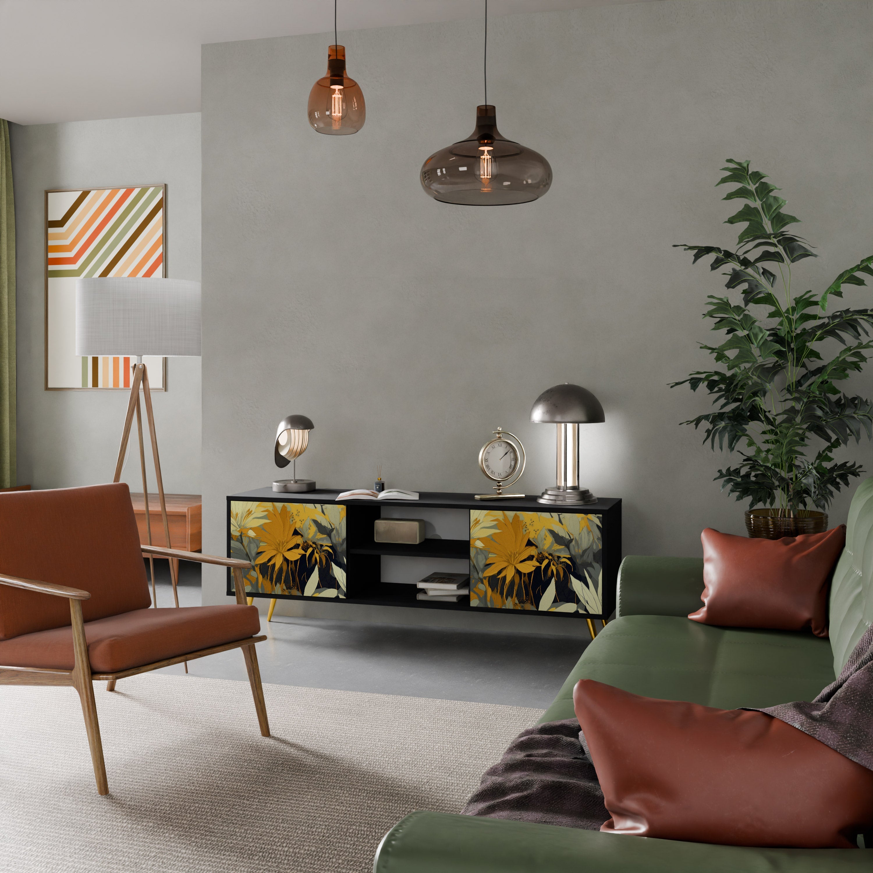 SUNKISSED LILY 2-Door TV Stand in Black Finish