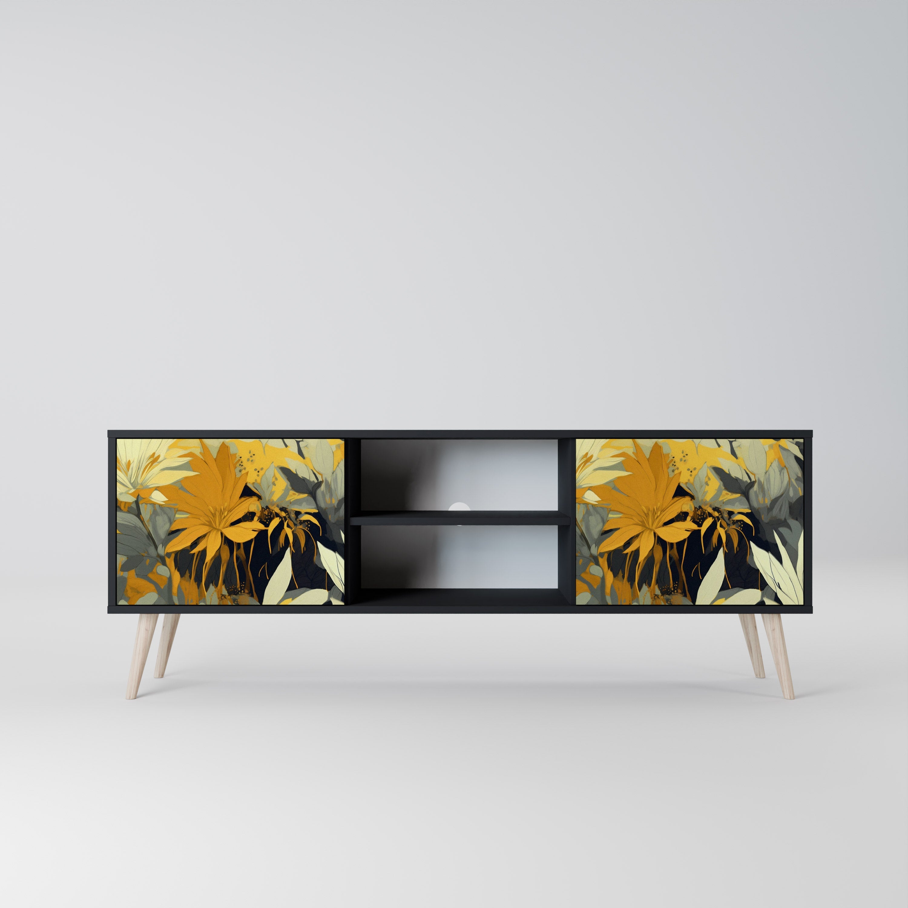 SUNKISSED LILY 2-Door TV Stand in Black Finish