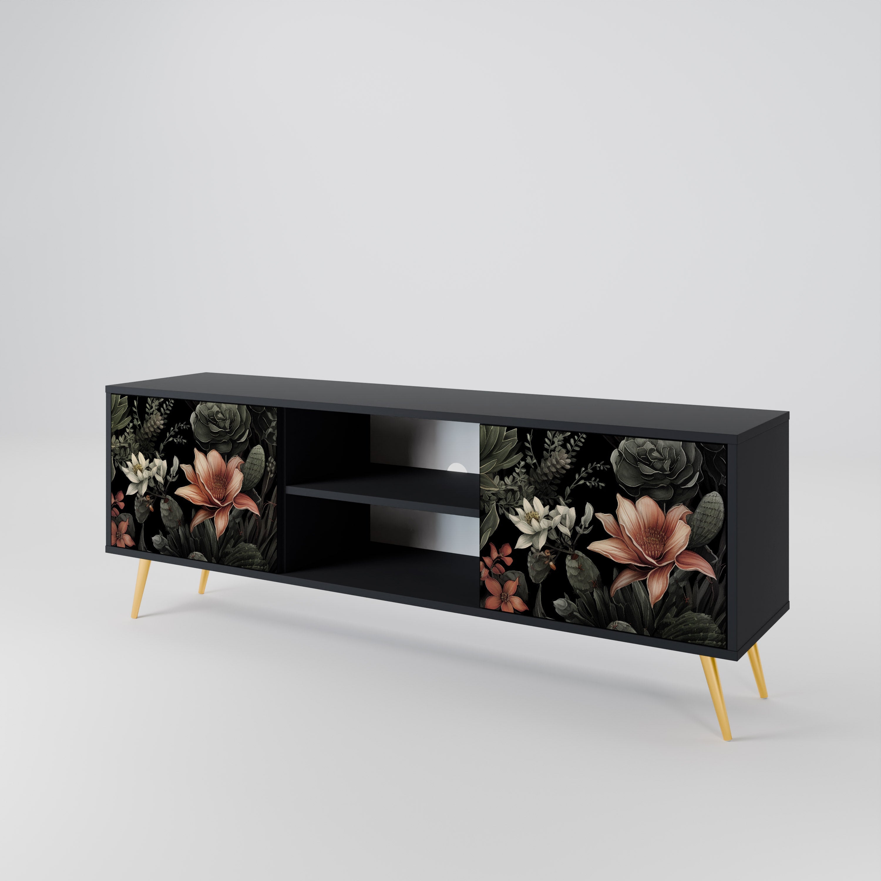 SECRET VERDURE 2-Door TV Stand in Black Finish
