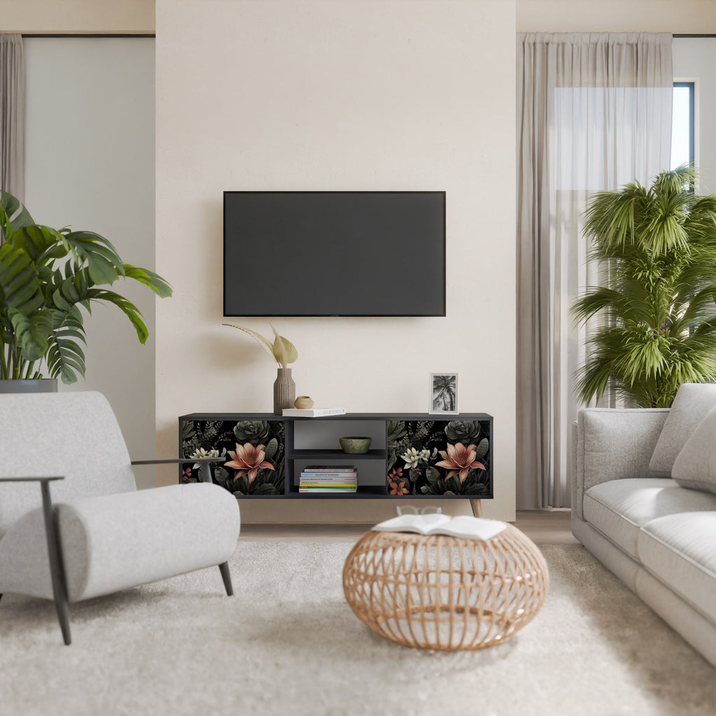 SECRET VERDURE 2-Door TV Stand in Black Finish