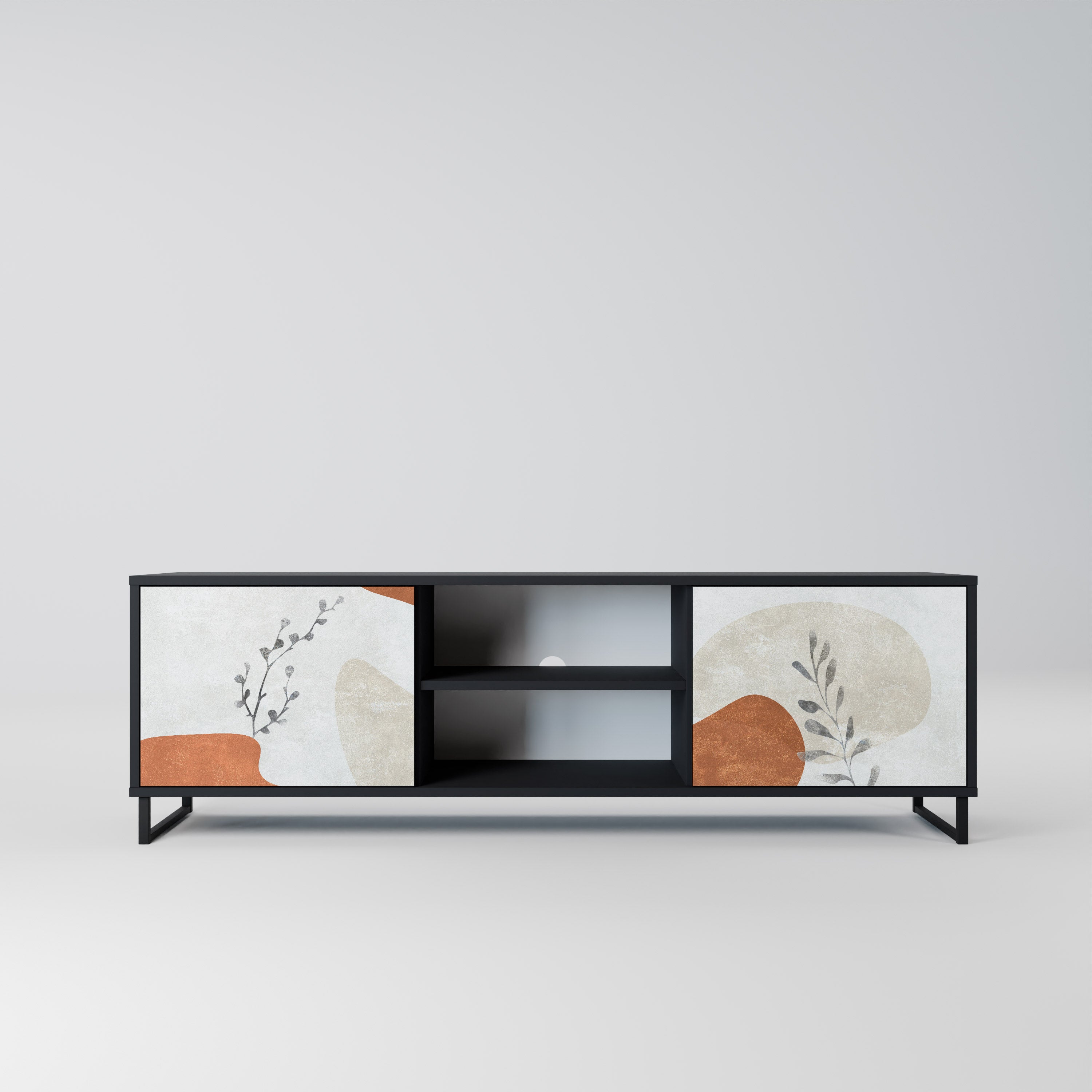 TRANQUIL TWIG 2-Door TV Stand in Black Finish