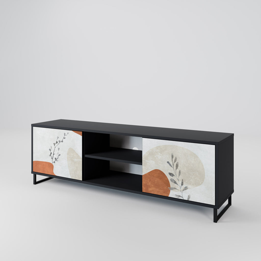 TRANQUIL TWIG 2-Door TV Stand in Black Finish