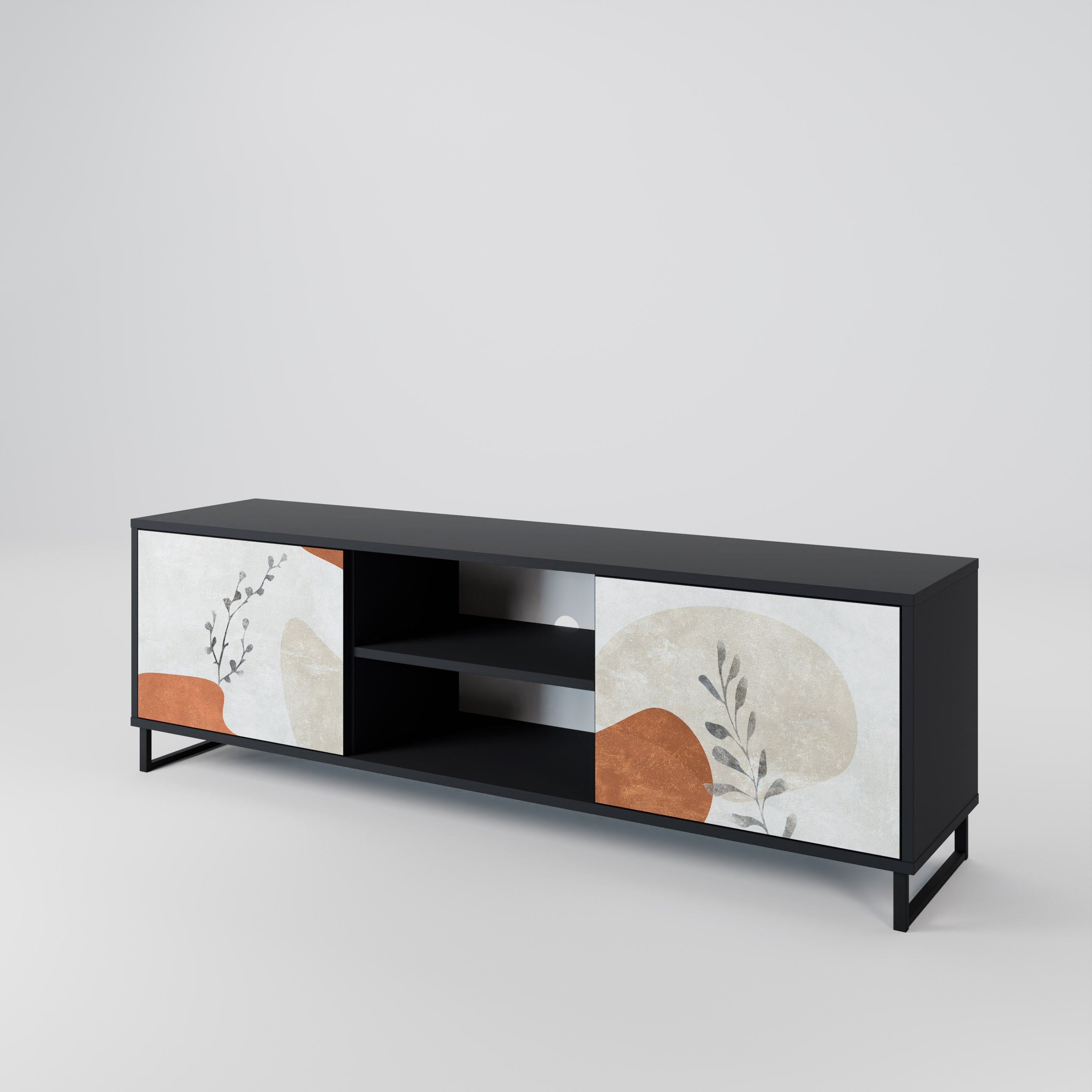 TRANQUIL TWIG 2-Door TV Stand in Black Finish