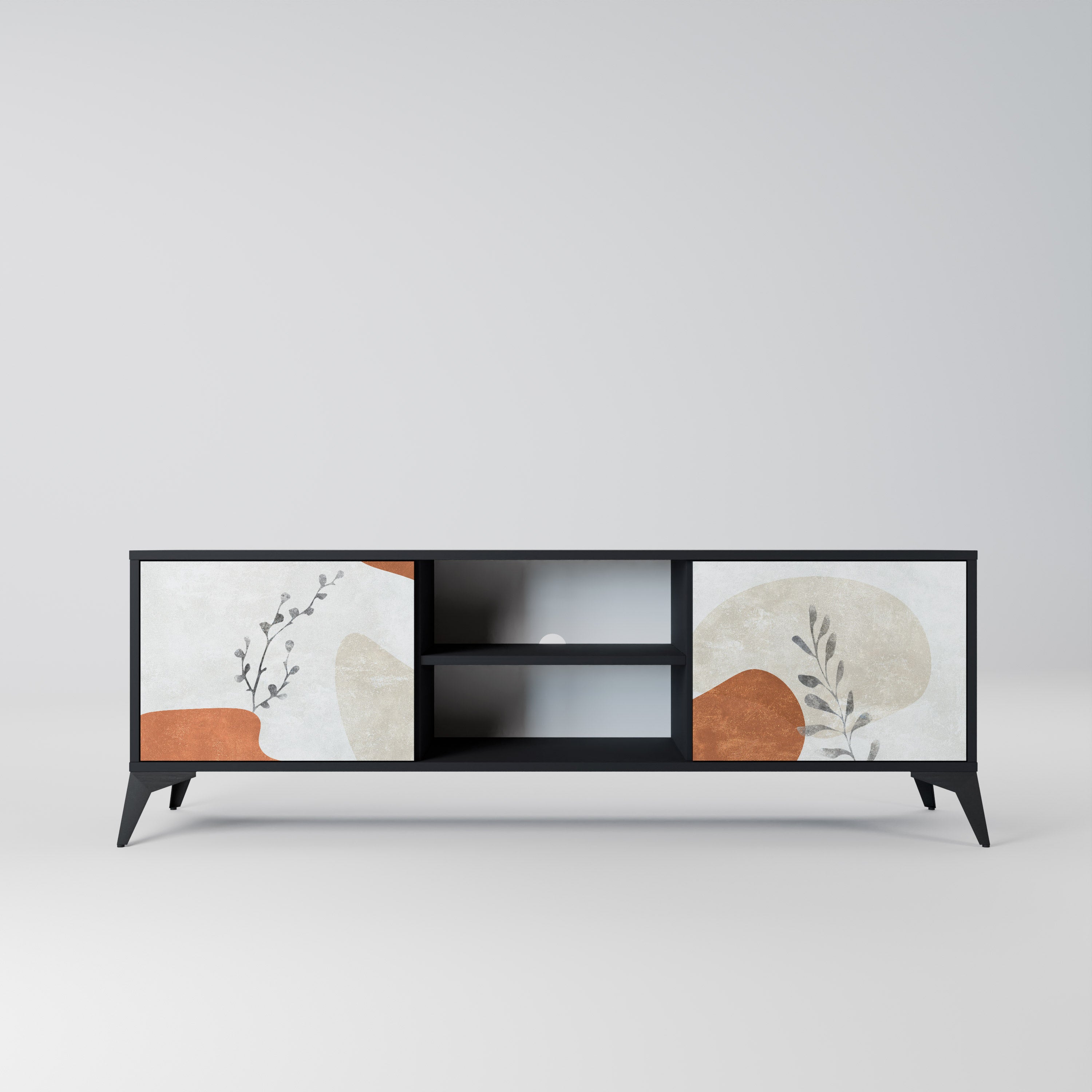 TRANQUIL TWIG 2-Door TV Stand in Black Finish