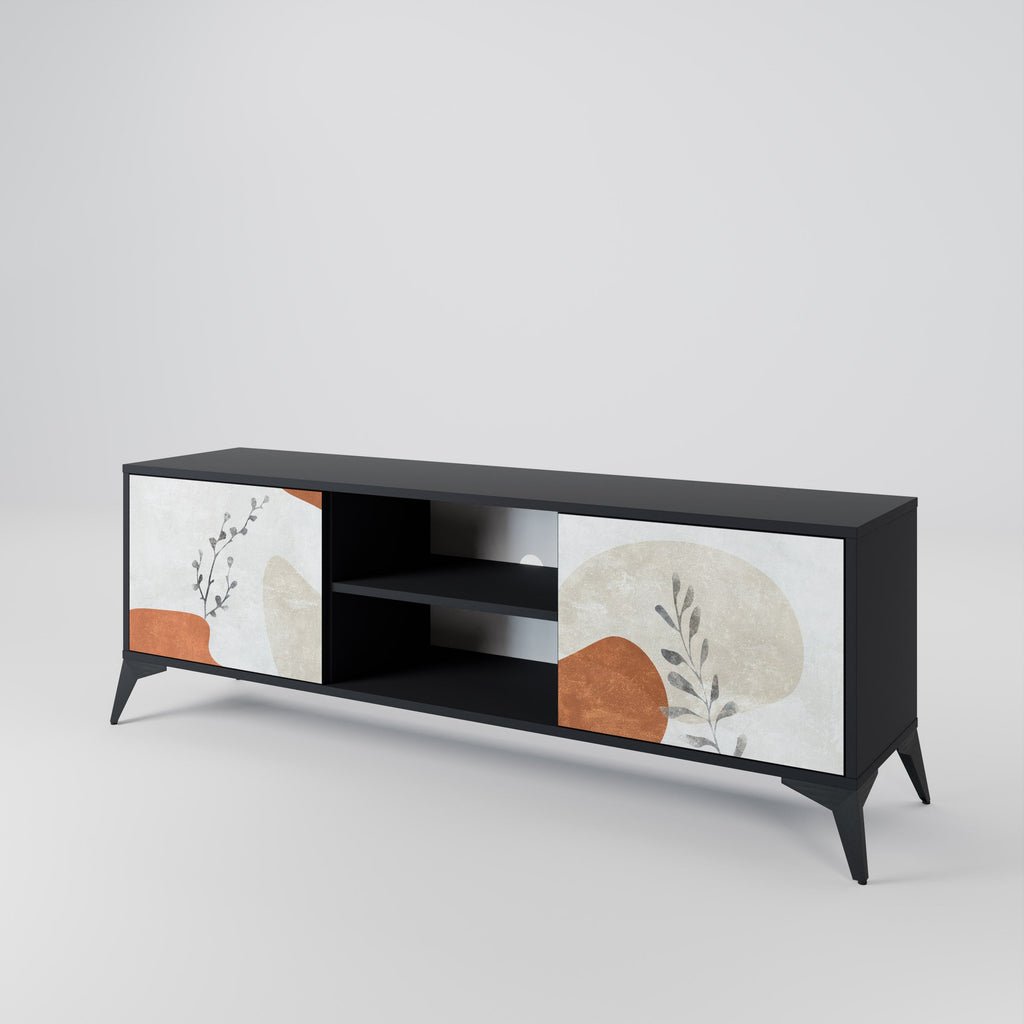 TRANQUIL TWIG 2-Door TV Stand in Black Finish