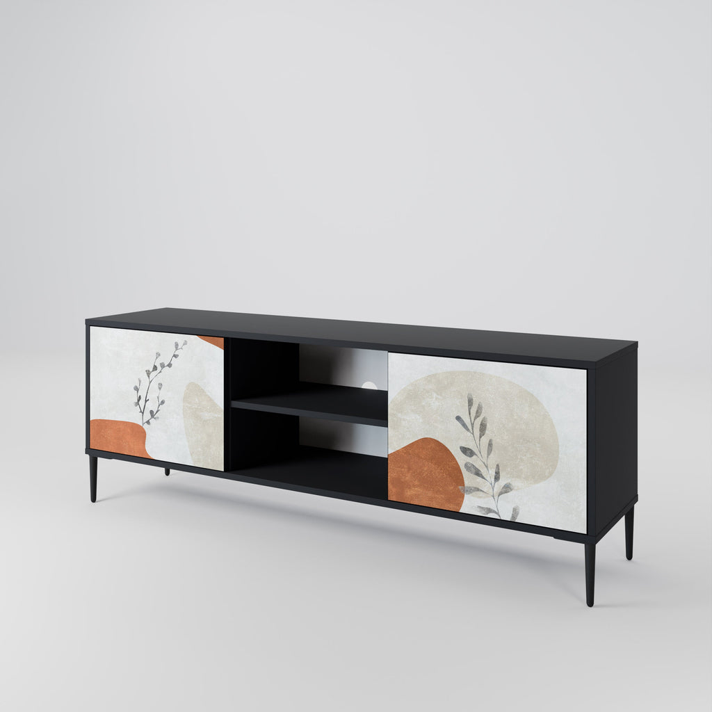TRANQUIL TWIG 2-Door TV Stand in Black Finish