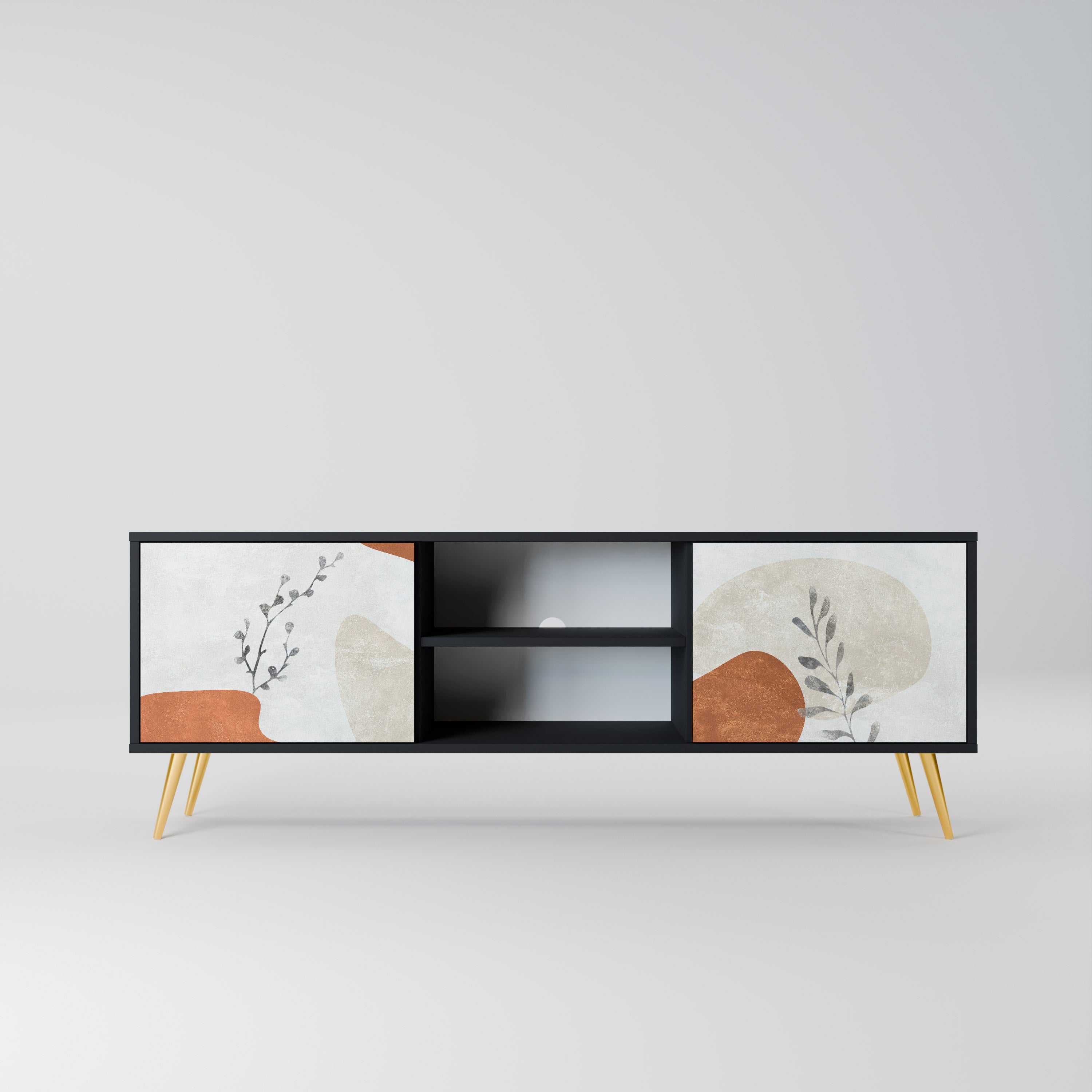 TRANQUIL TWIG 2-Door TV Stand in Black Finish