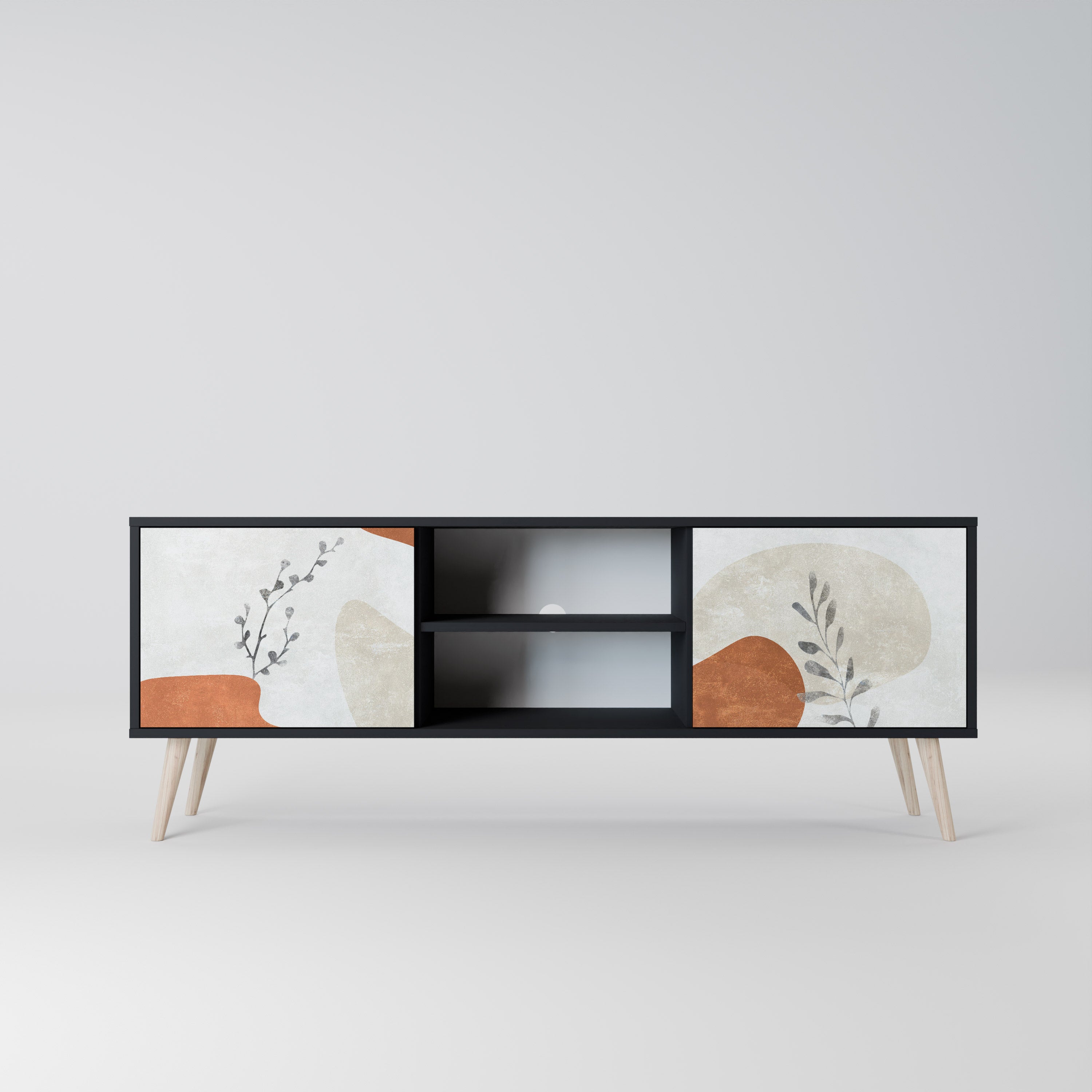 TRANQUIL TWIG 2-Door TV Stand in Black Finish