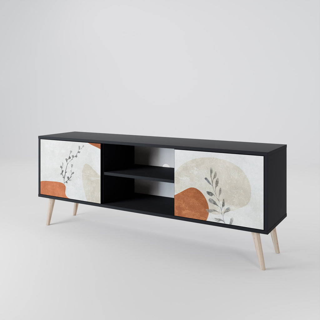 TRANQUIL TWIG 2-Door TV Stand in Black Finish