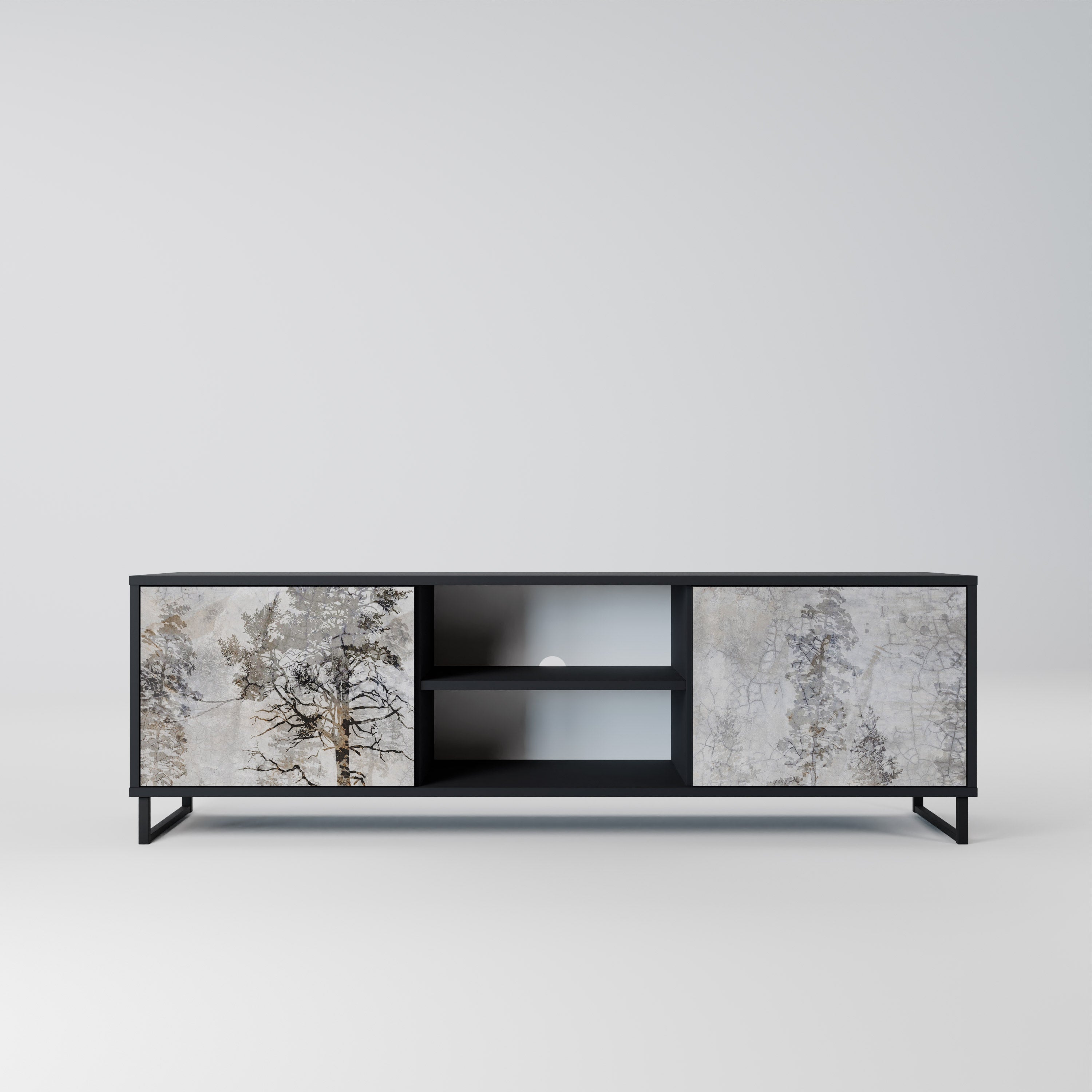 FADE IN THE TREES 2-Door TV Stand in Black Finish