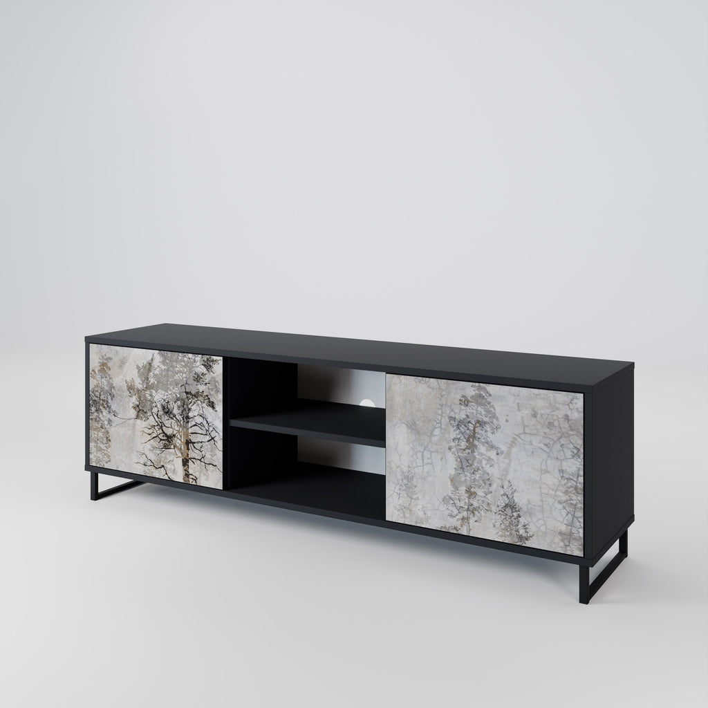 FADE IN THE TREES 2-Door TV Stand in Black Finish