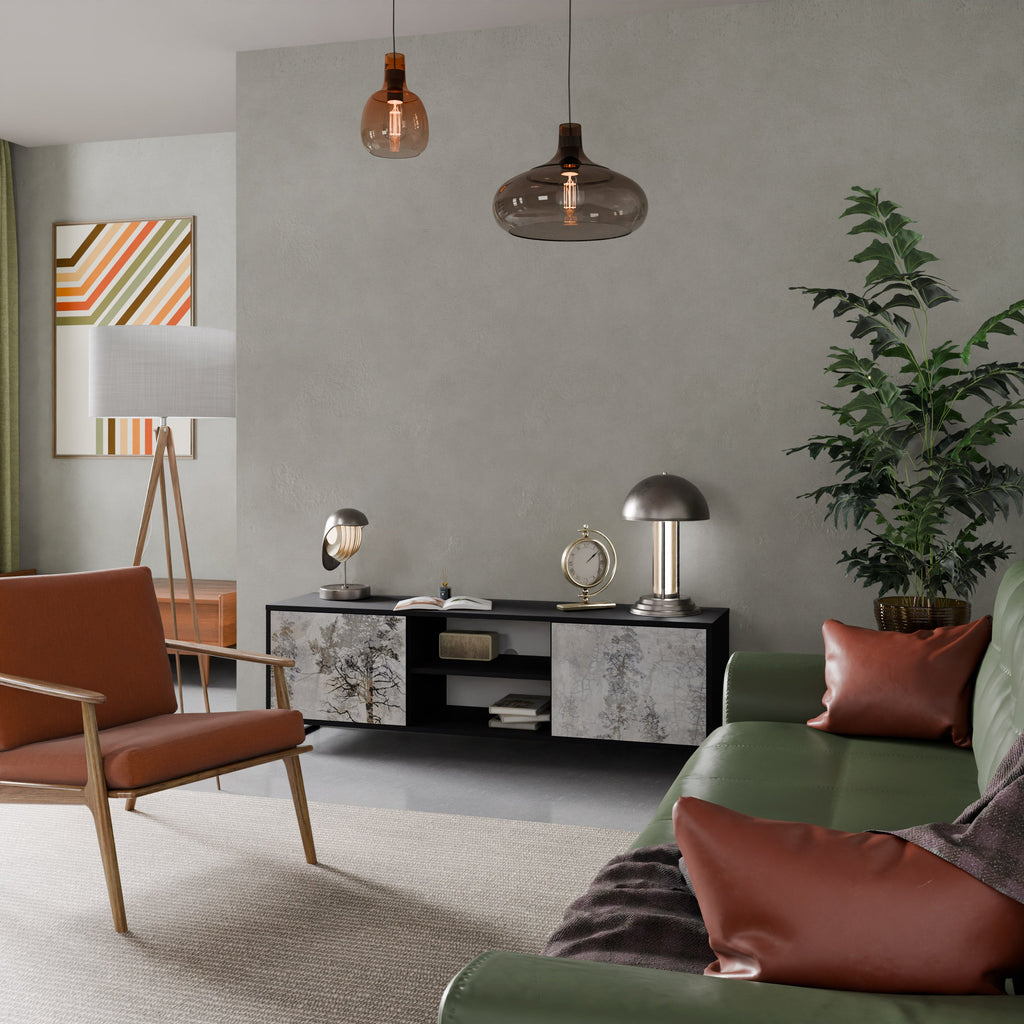 FADE IN THE TREES 2-Door TV Stand in Black Finish