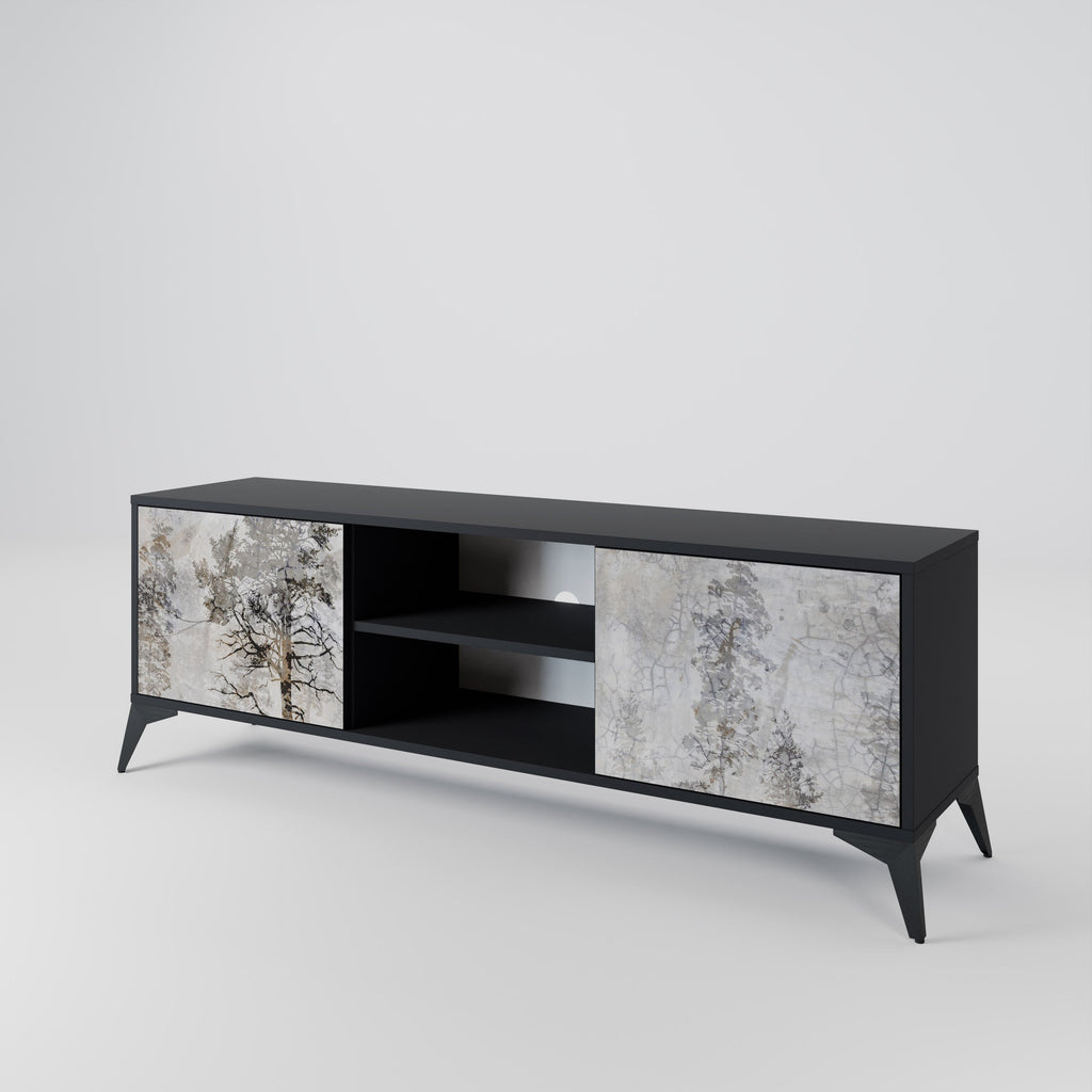 FADE IN THE TREES 2-Door TV Stand in Black Finish