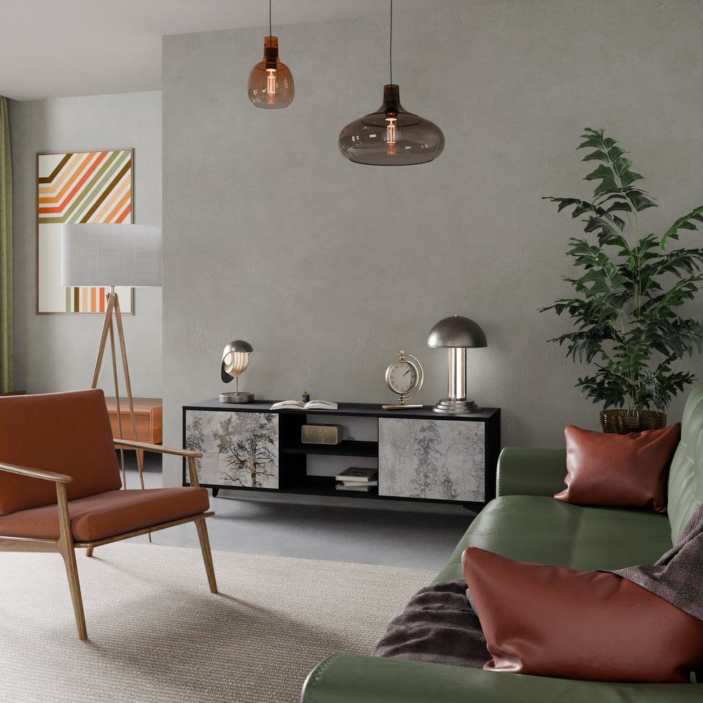 FADE IN THE TREES 2-Door TV Stand in Black Finish