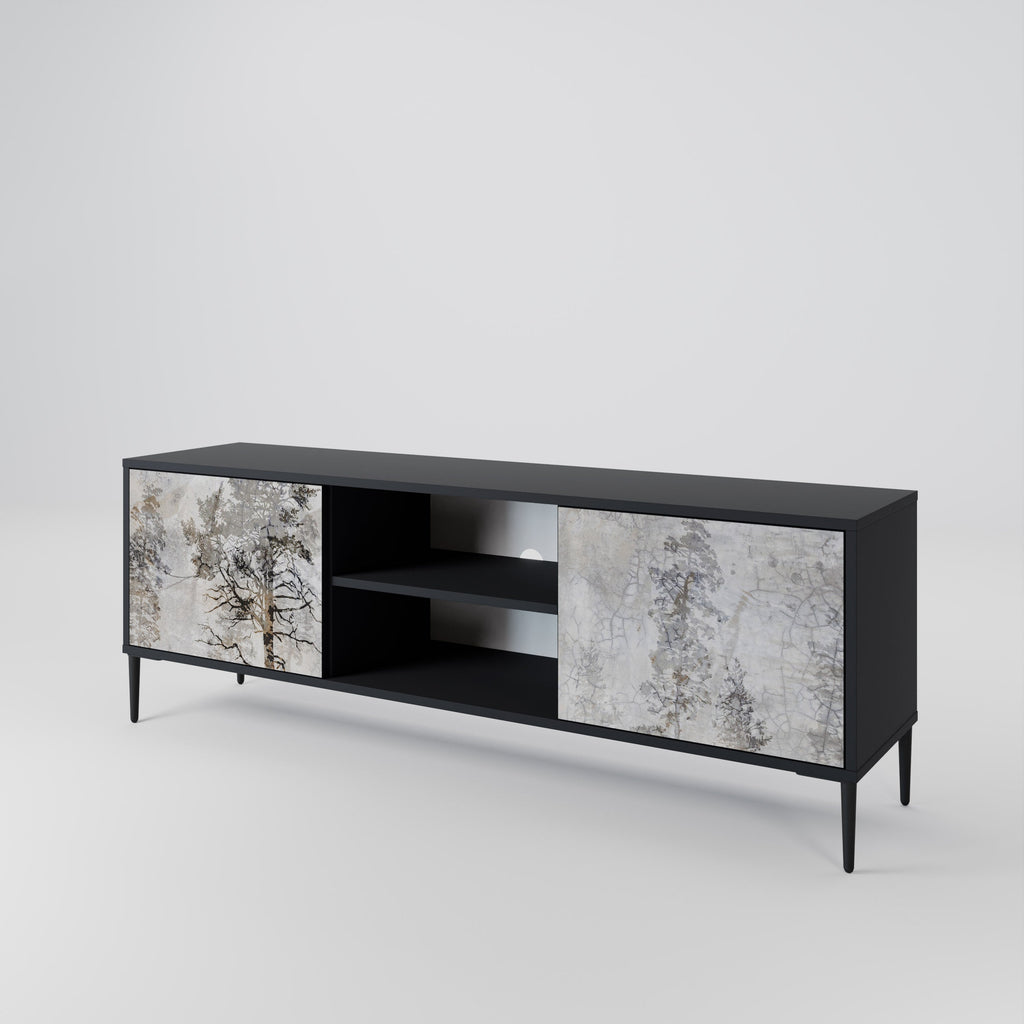 FADE IN THE TREES 2-Door TV Stand in Black Finish