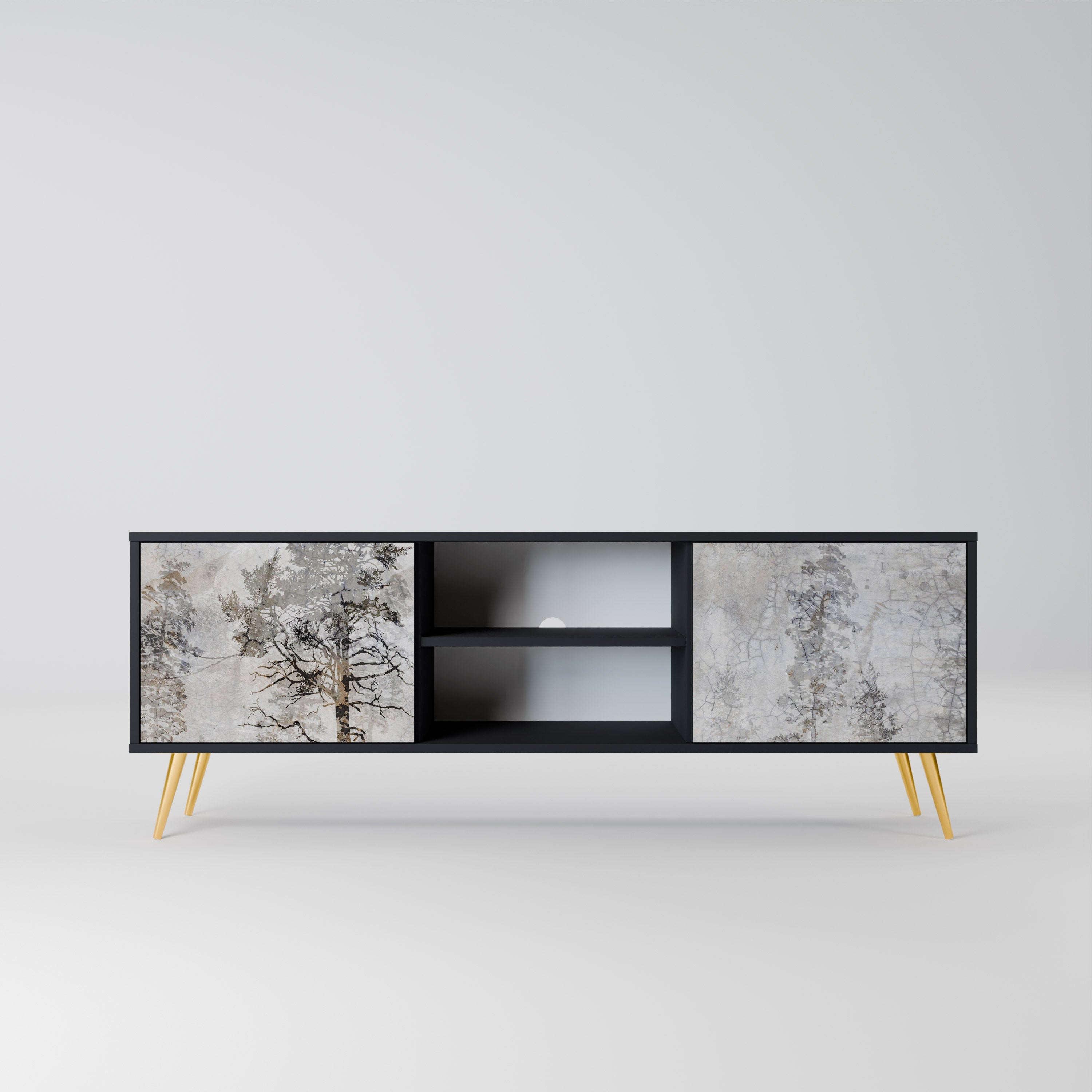 FADE IN THE TREES 2-Door TV Stand in Black Finish