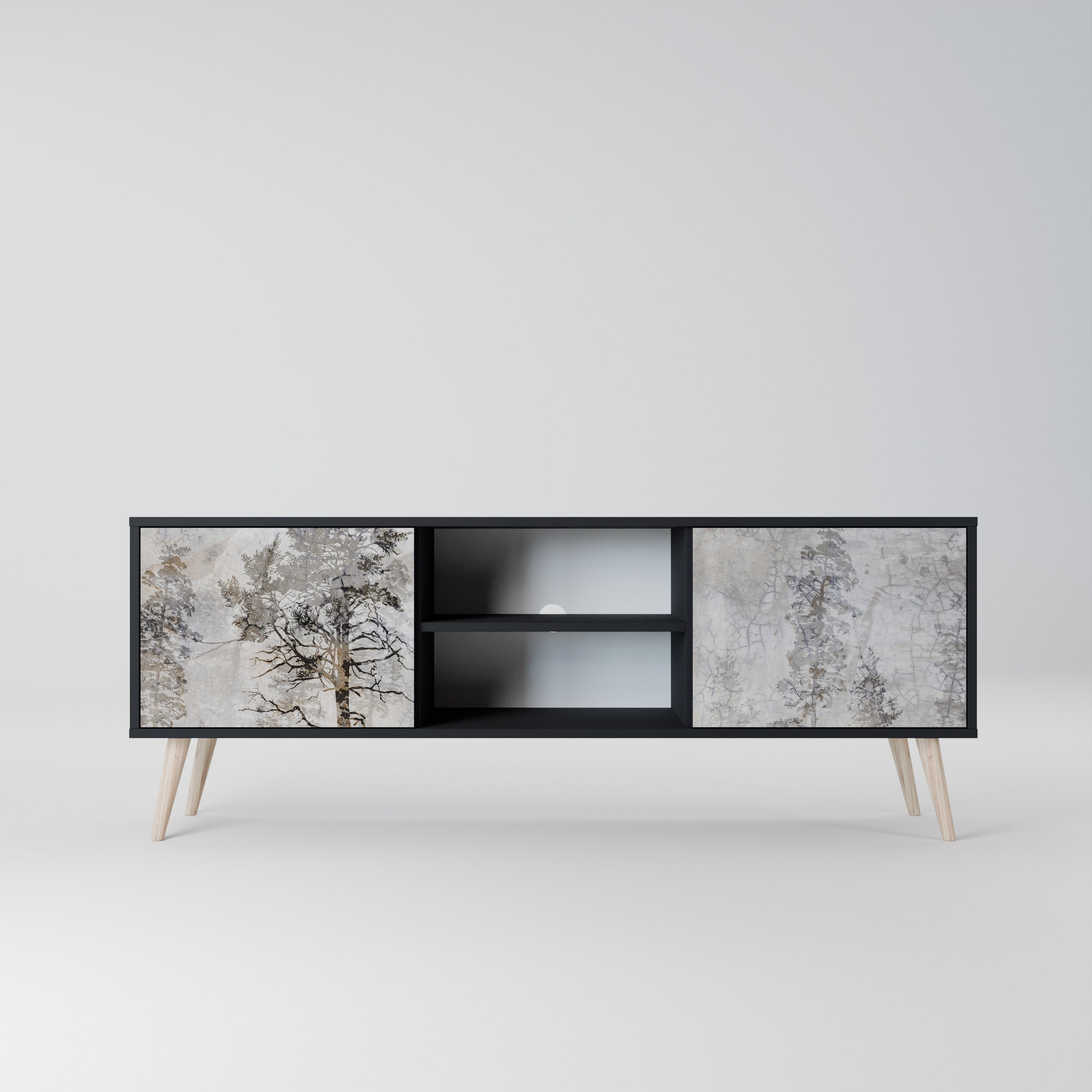 FADE IN THE TREES 2-Door TV Stand in Black Finish