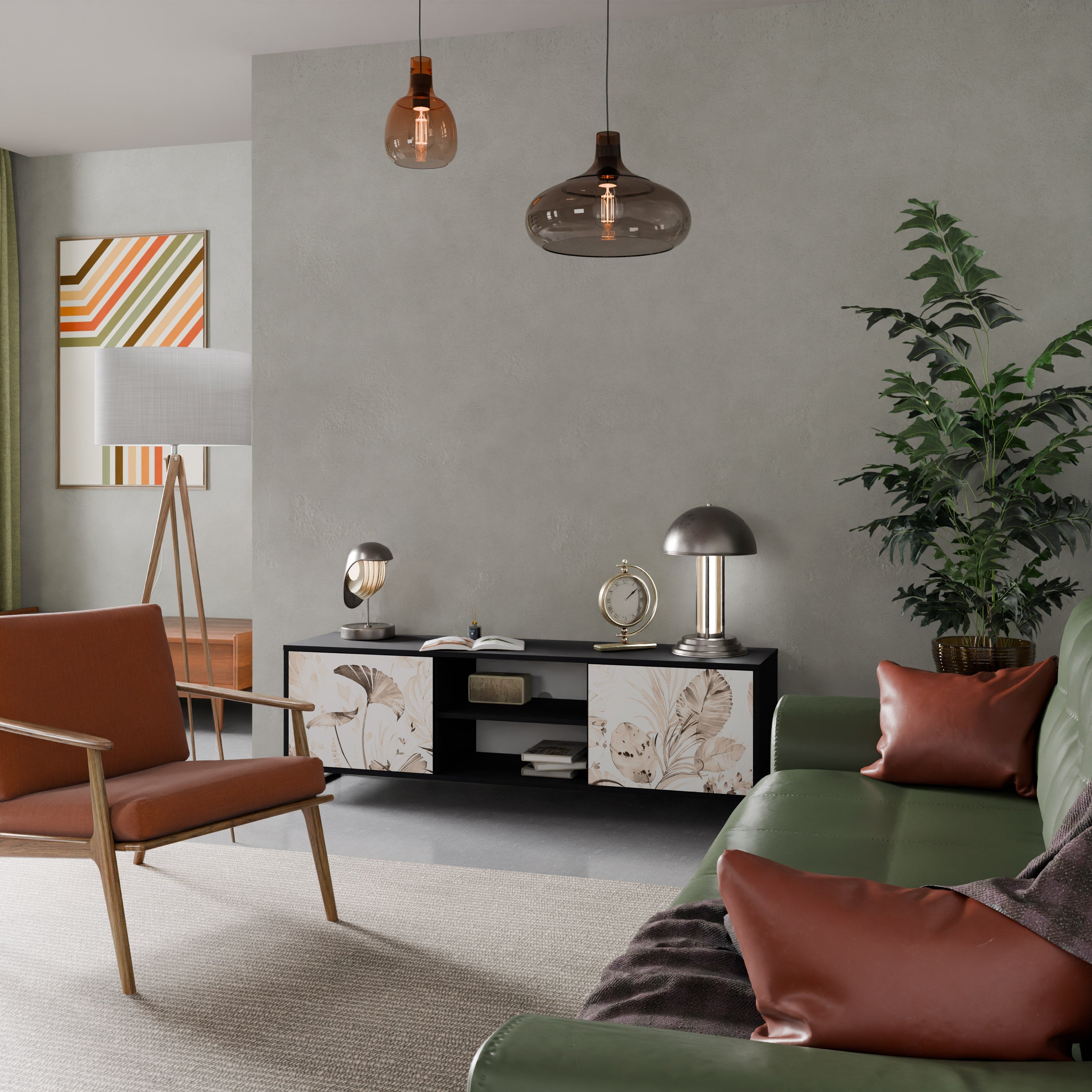 WILD TENDERNESS 2-Door TV Stand in Black Finish