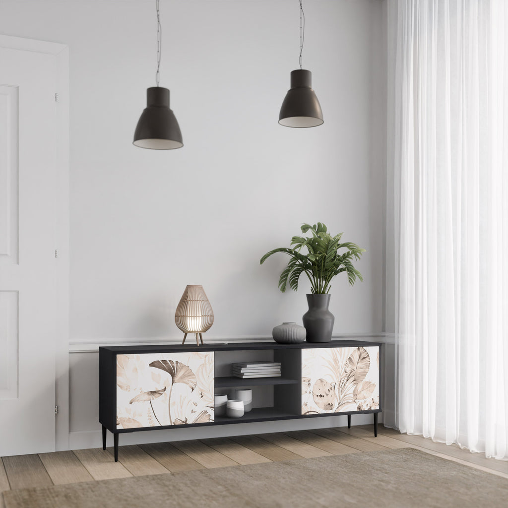 WILD TENDERNESS 2-Door TV Stand in Black Finish