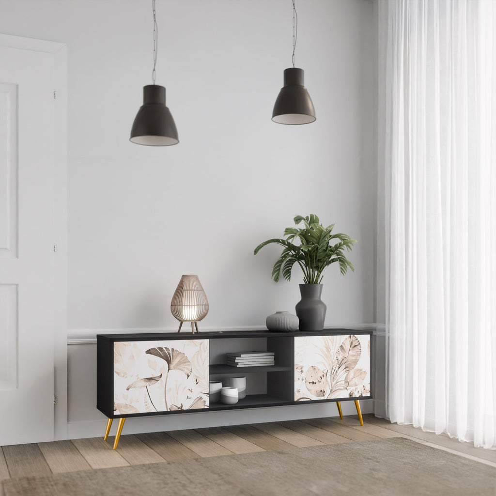 WILD TENDERNESS 2-Door TV Stand in Black Finish