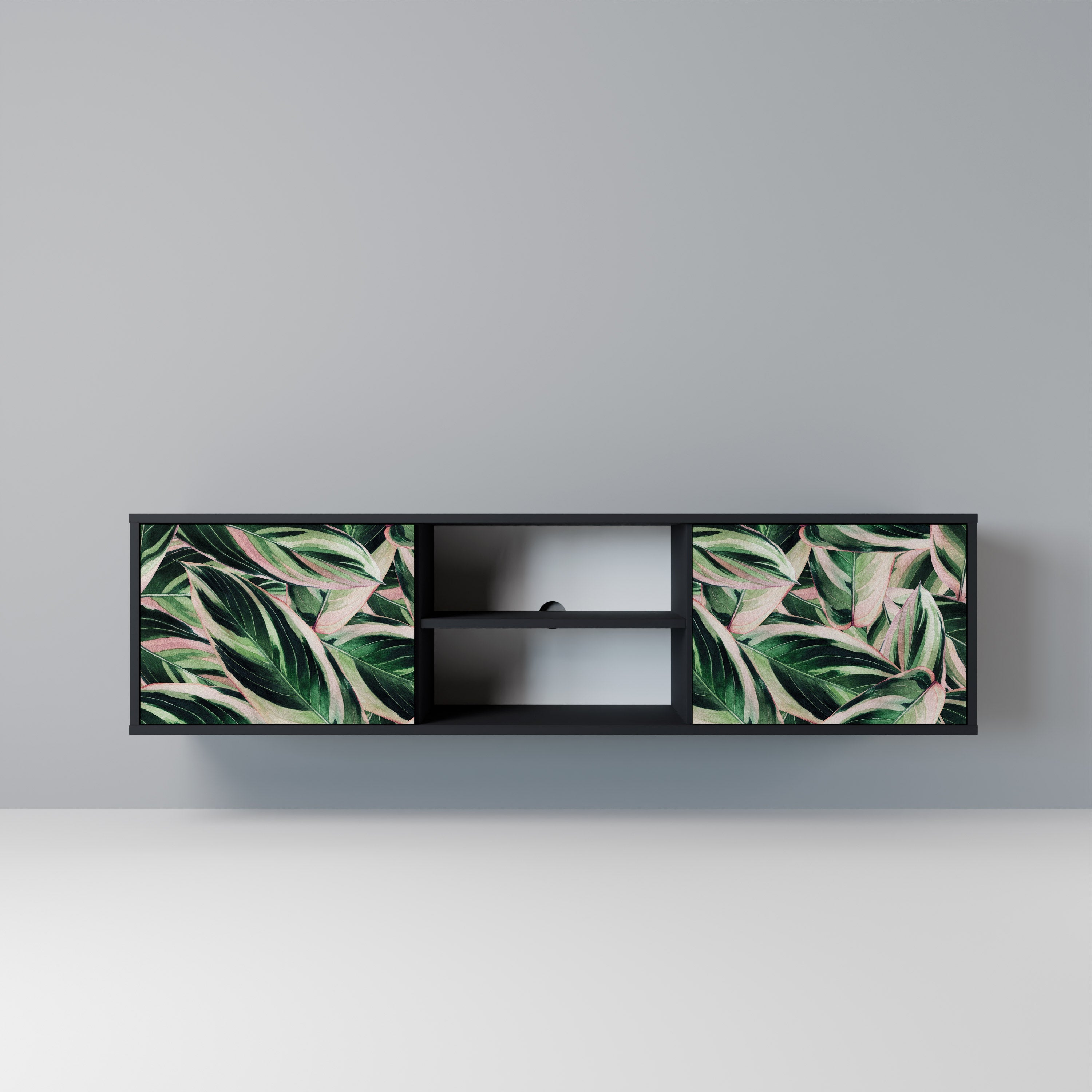 EERIE STROMANTHE 2-Door TV Stand in Black Finish