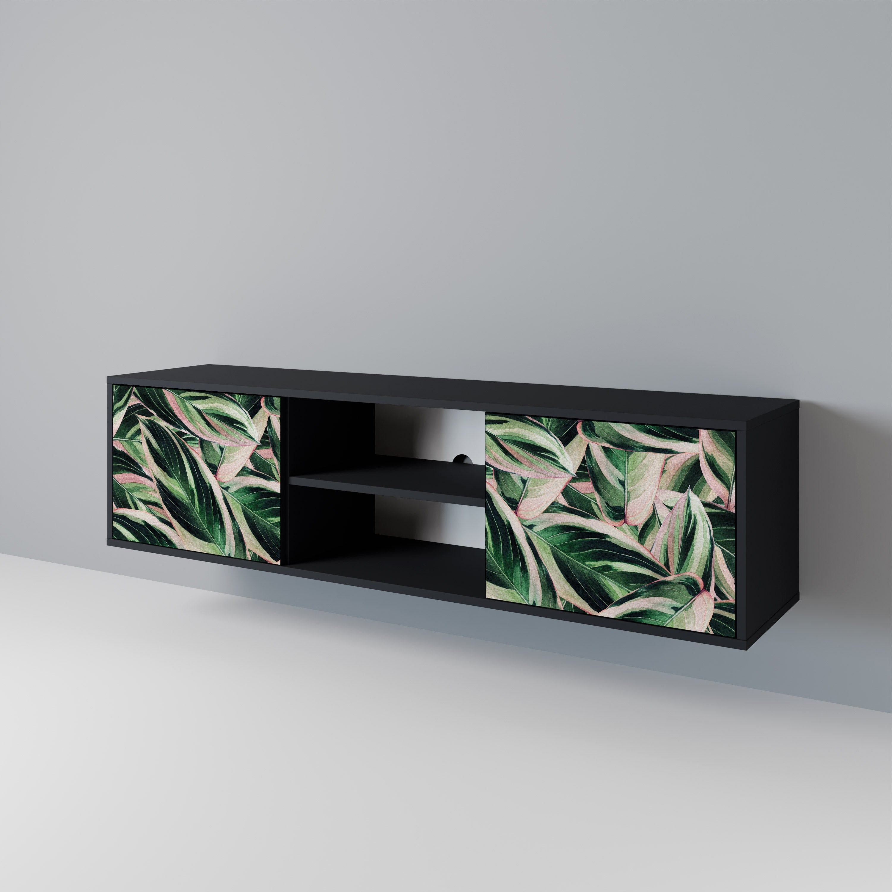 EERIE STROMANTHE 2-Door TV Stand in Black Finish