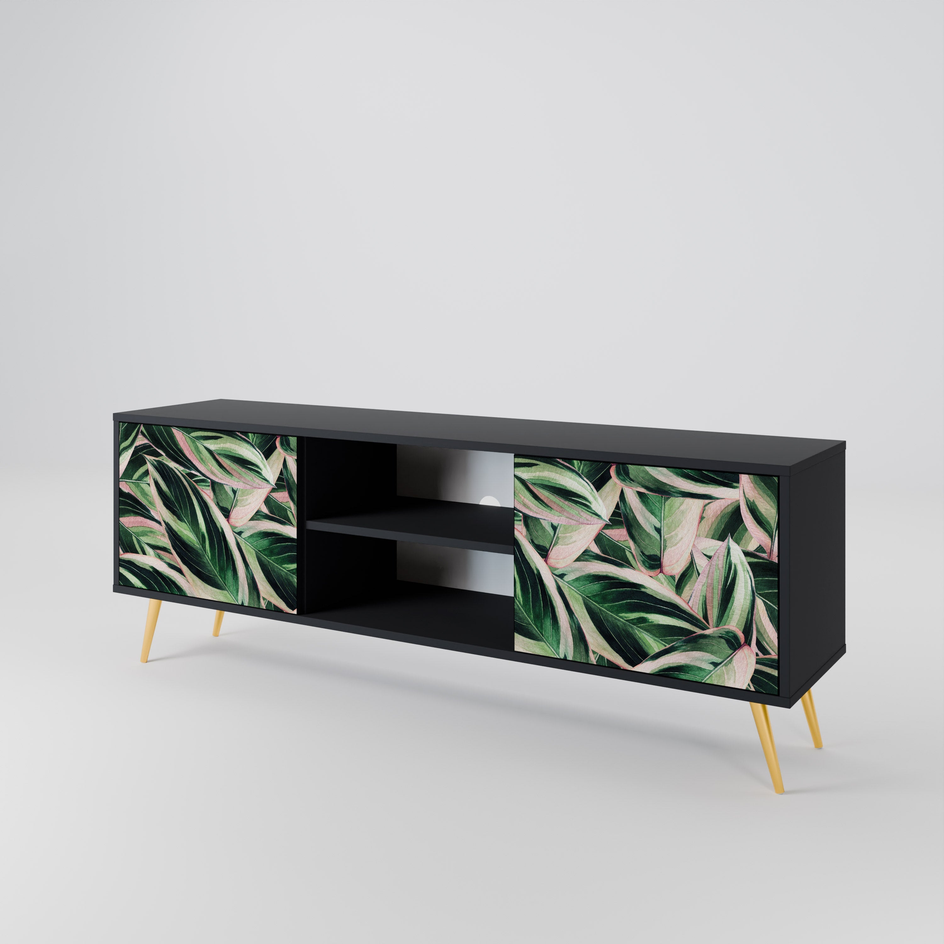 EERIE STROMANTHE 2-Door TV Stand in Black Finish