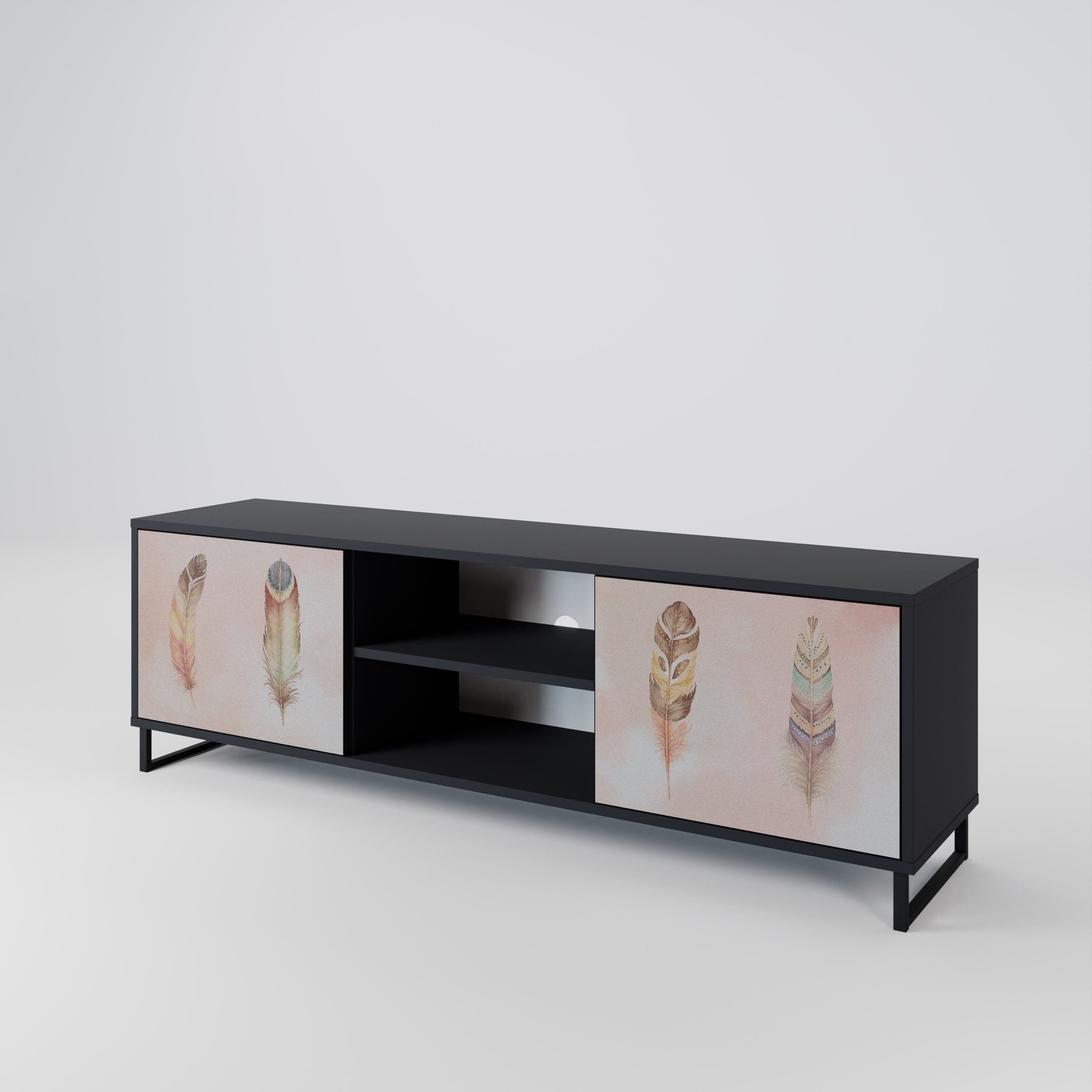 THE DELIQUESCE 2-Door TV Stand in Black Finish