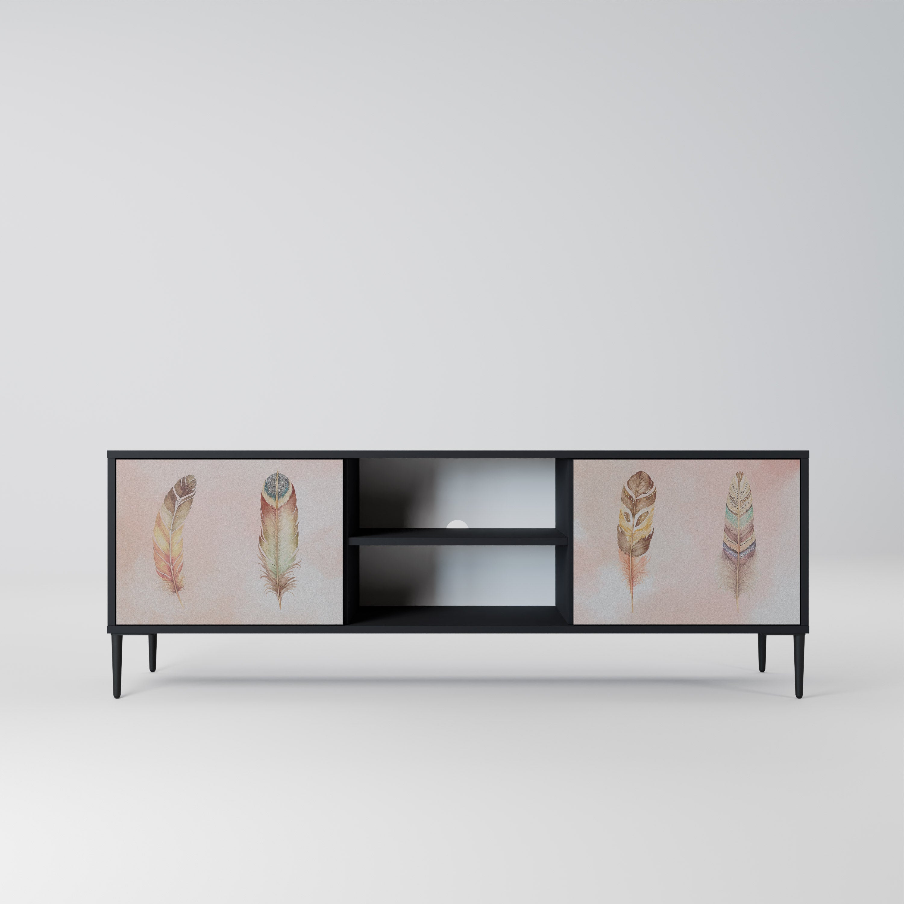 THE DELIQUESCE 2-Door TV Stand in Black Finish