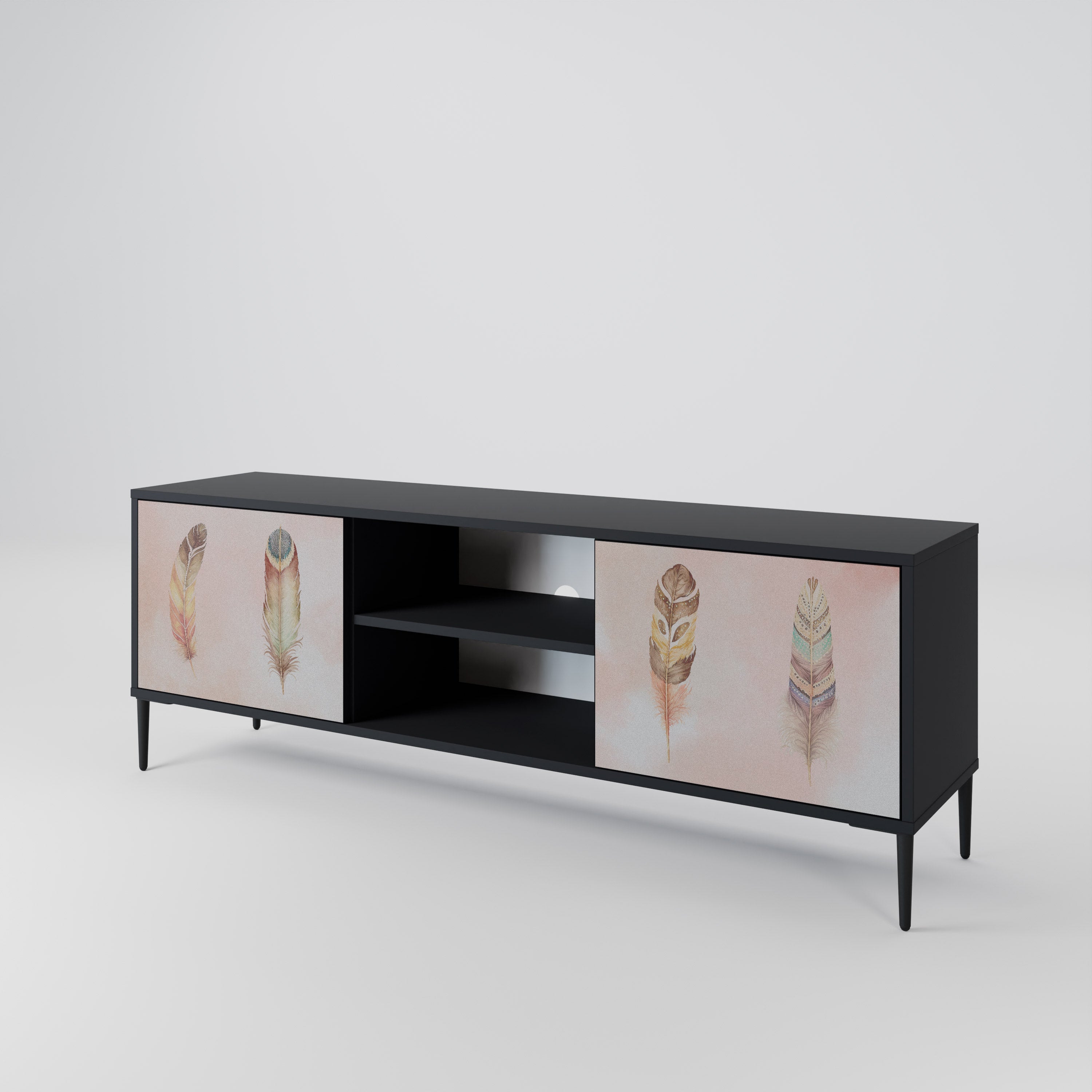 THE DELIQUESCE 2-Door TV Stand in Black Finish