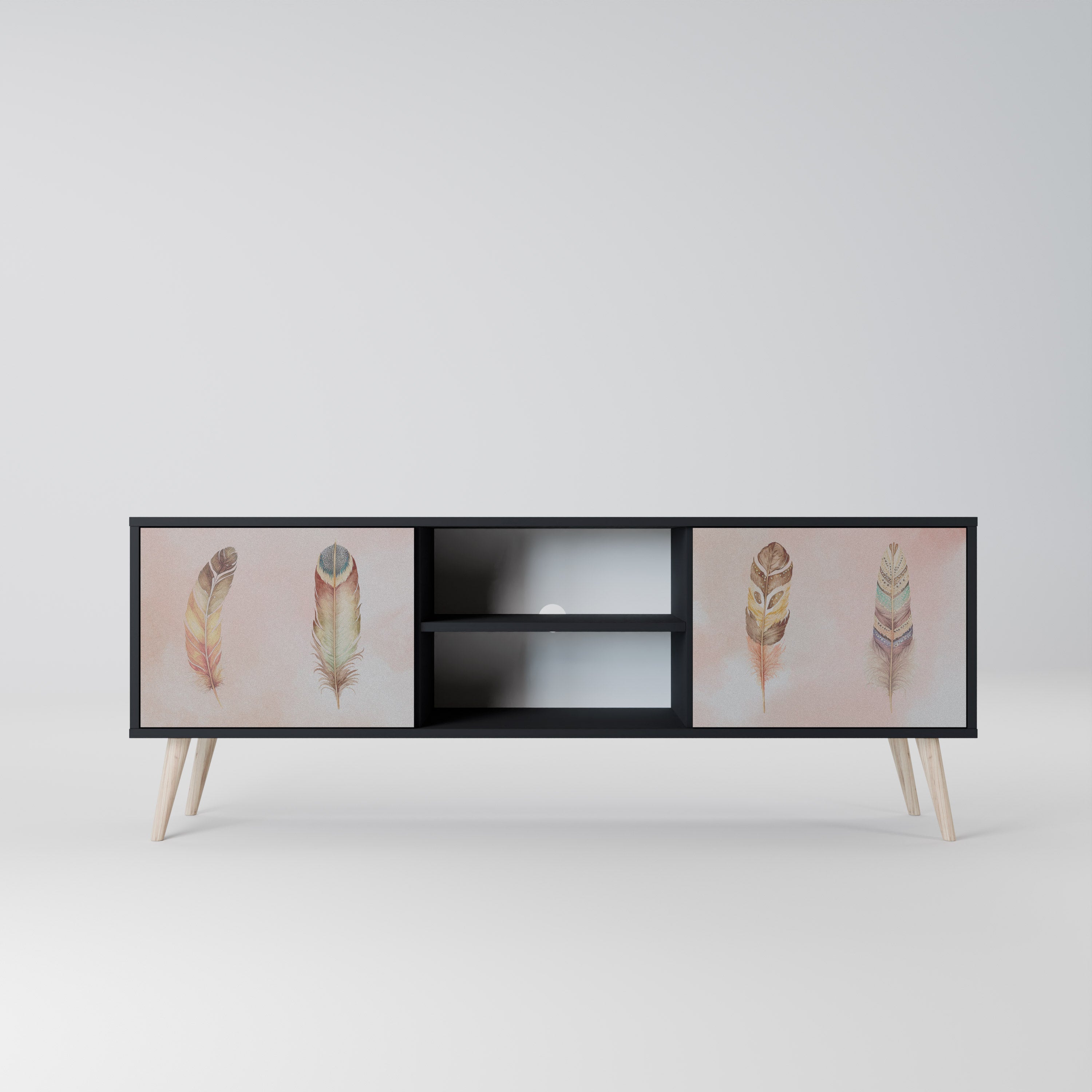 THE DELIQUESCE 2-Door TV Stand in Black Finish