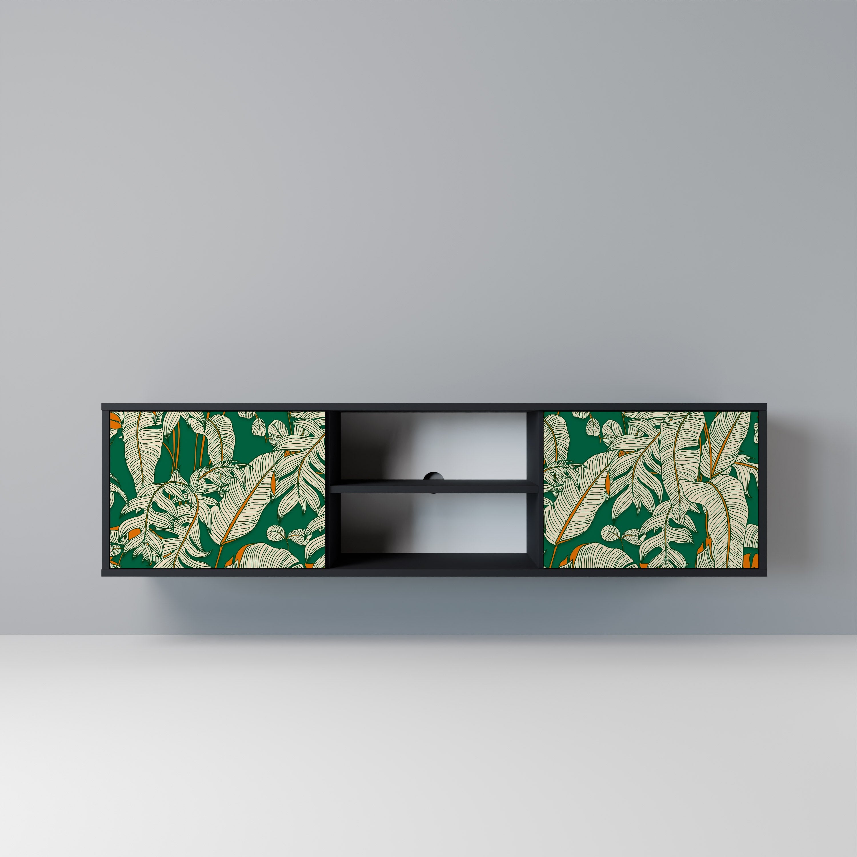 VERDANT PLEASURES 2-Door TV Stand in Black Finish