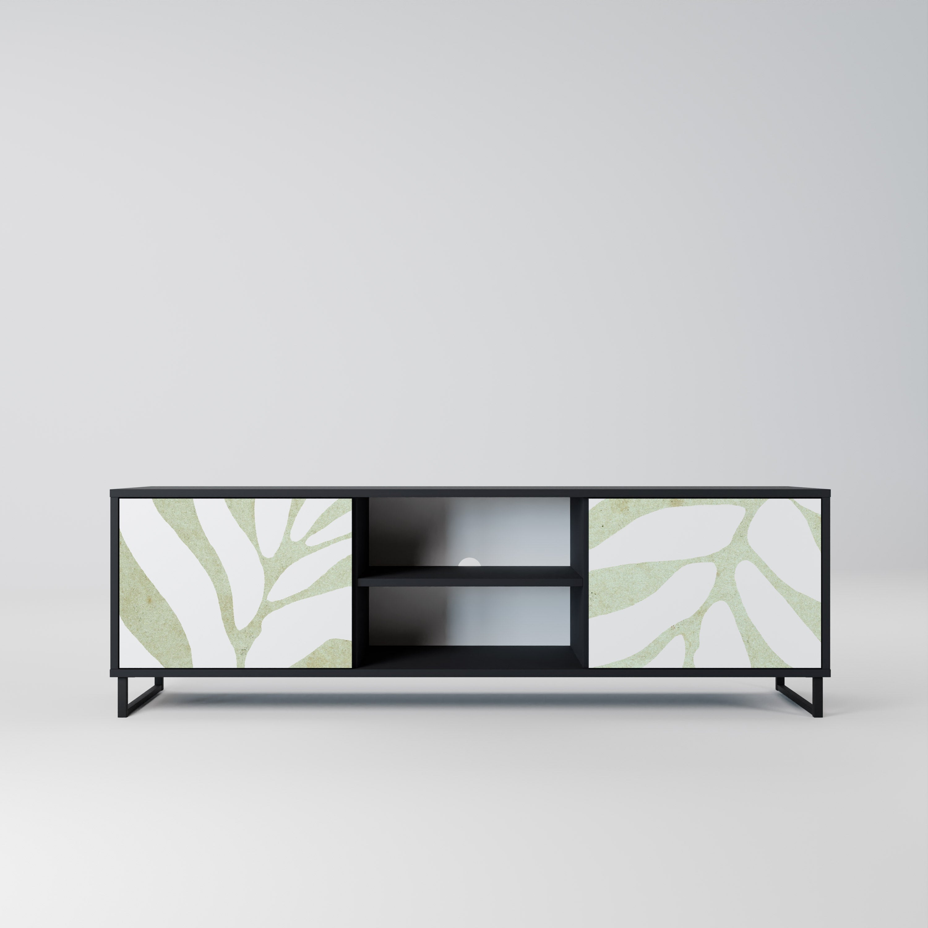 BOTANICAL SPARK 2-Door TV Stand in Black Finish