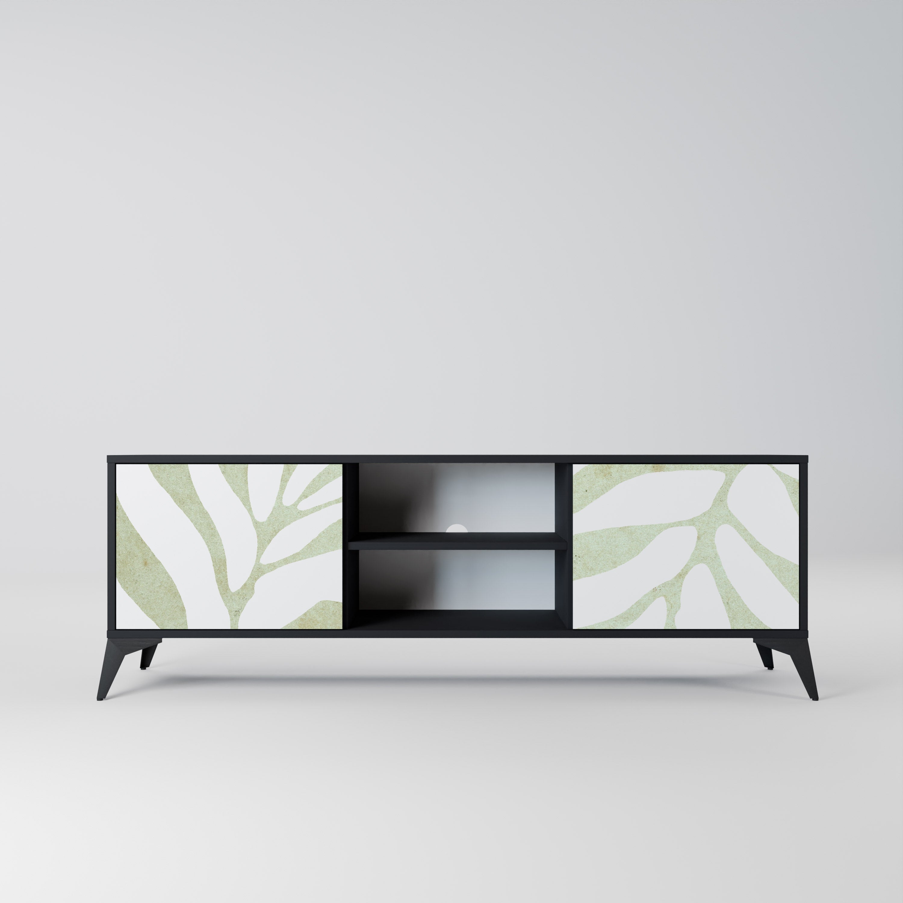 BOTANICAL SPARK 2-Door TV Stand in Black Finish