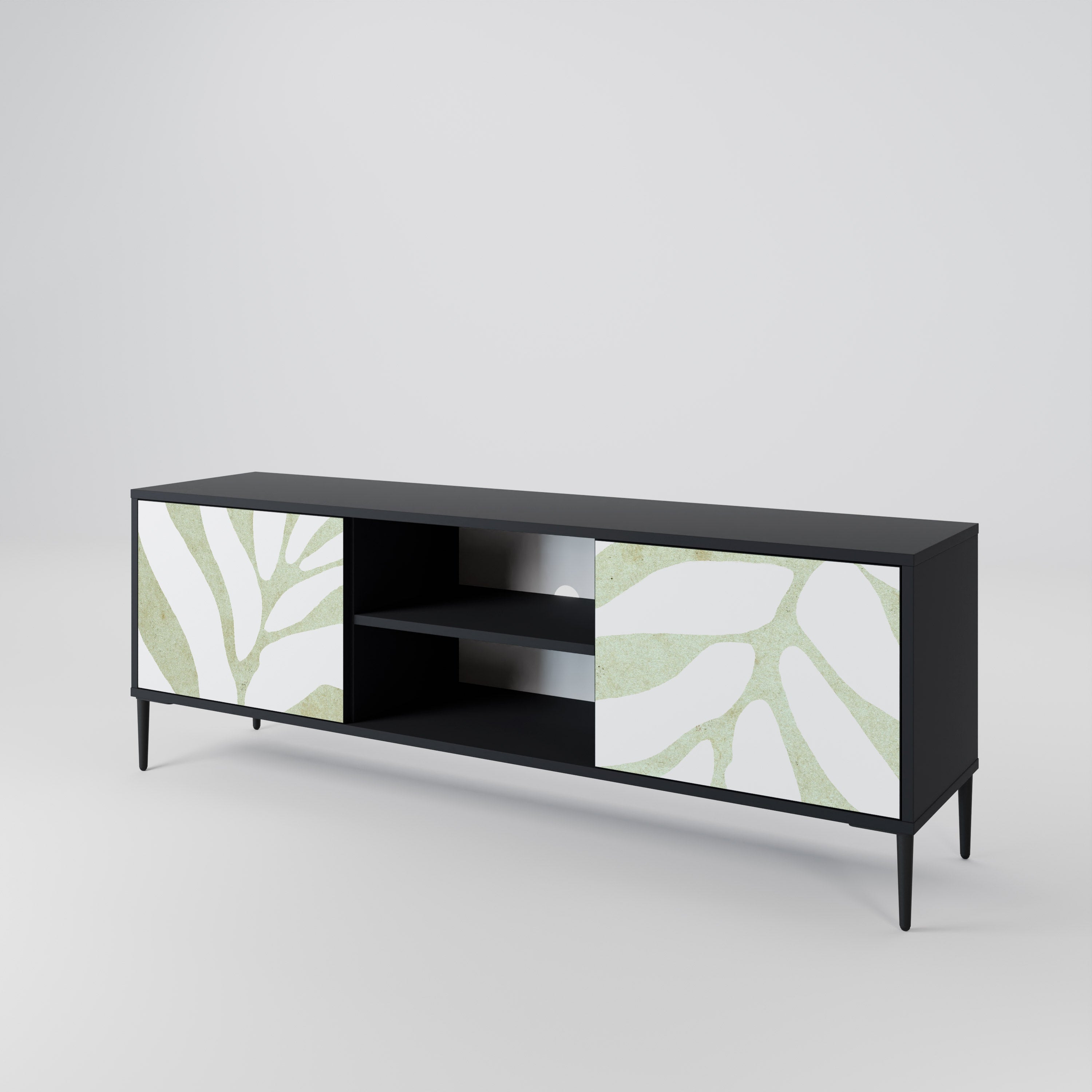 BOTANICAL SPARK 2-Door TV Stand in Black Finish