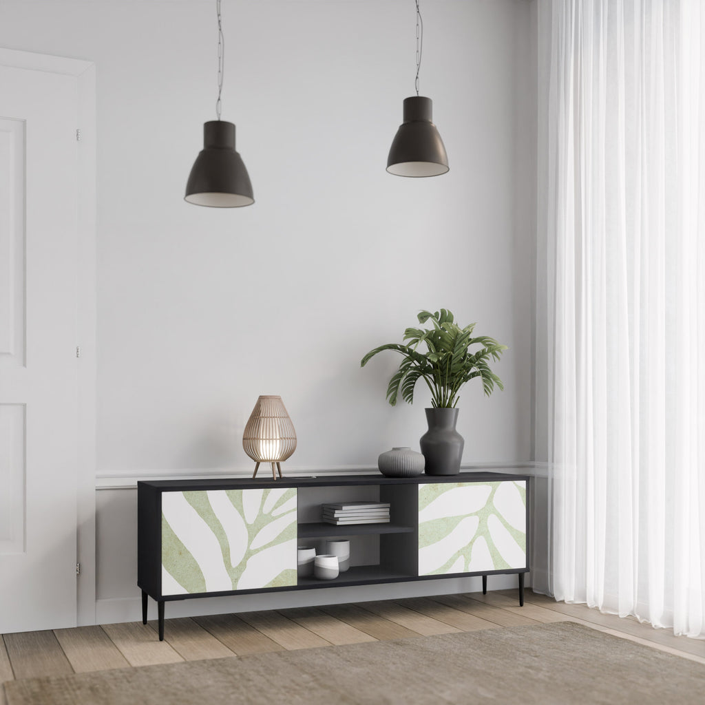 BOTANICAL SPARK 2-Door TV Stand in Black Finish