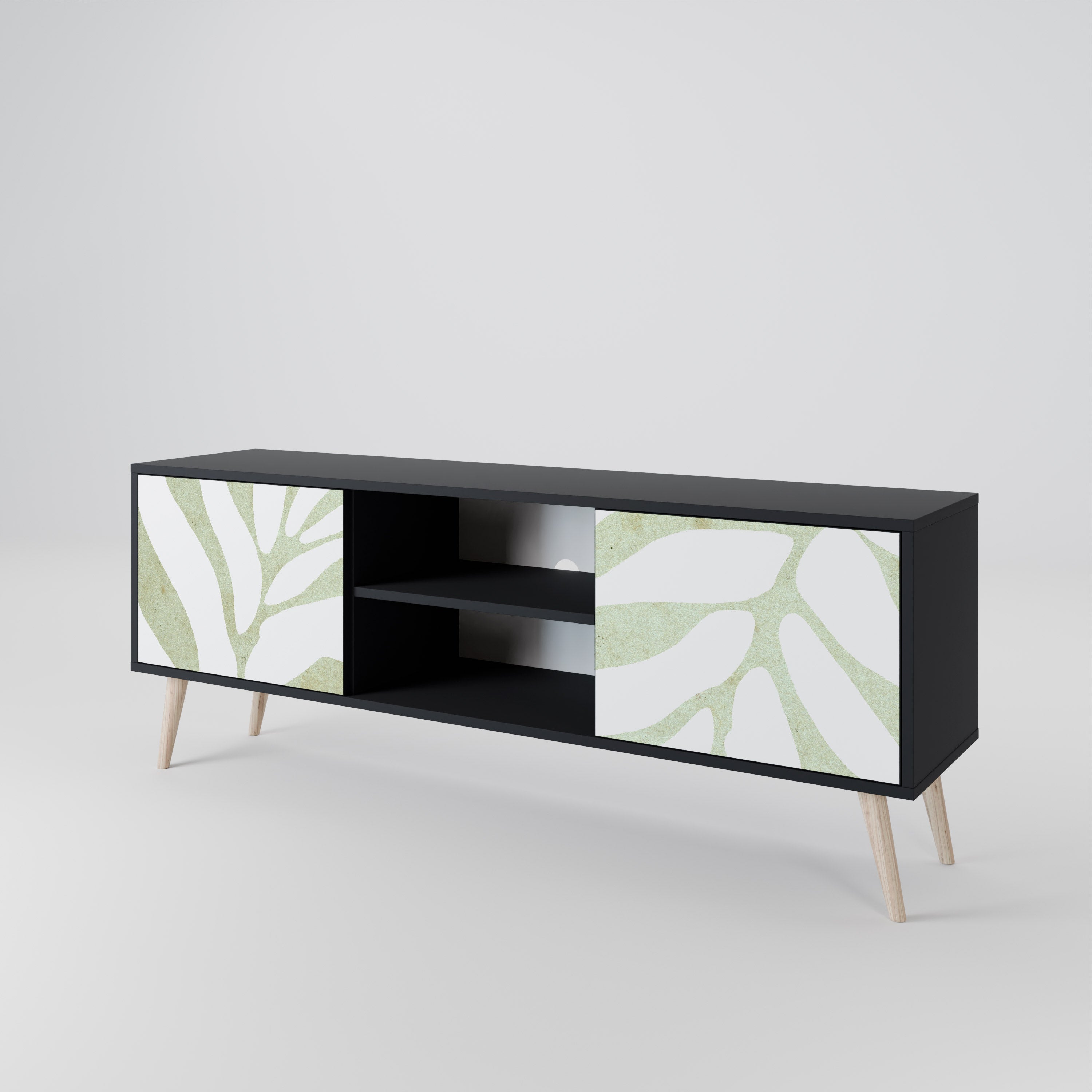 BOTANICAL SPARK 2-Door TV Stand in Black Finish