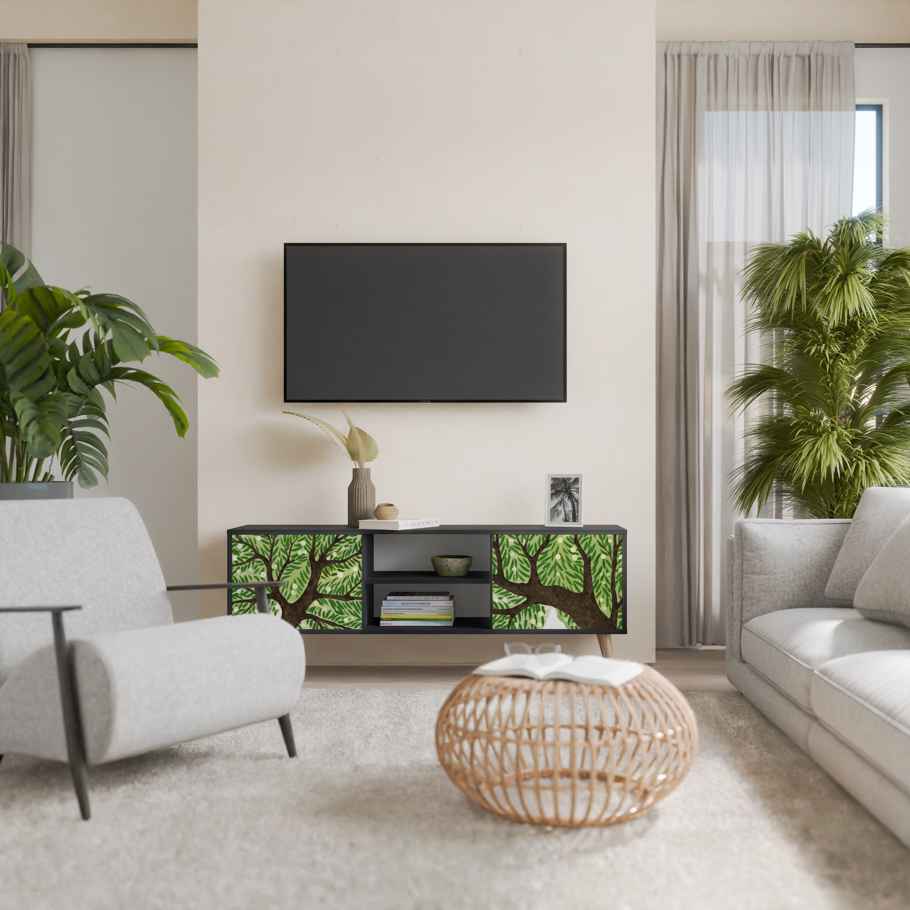 WILDERNESS DASH 2-Door TV Stand in Black Finish