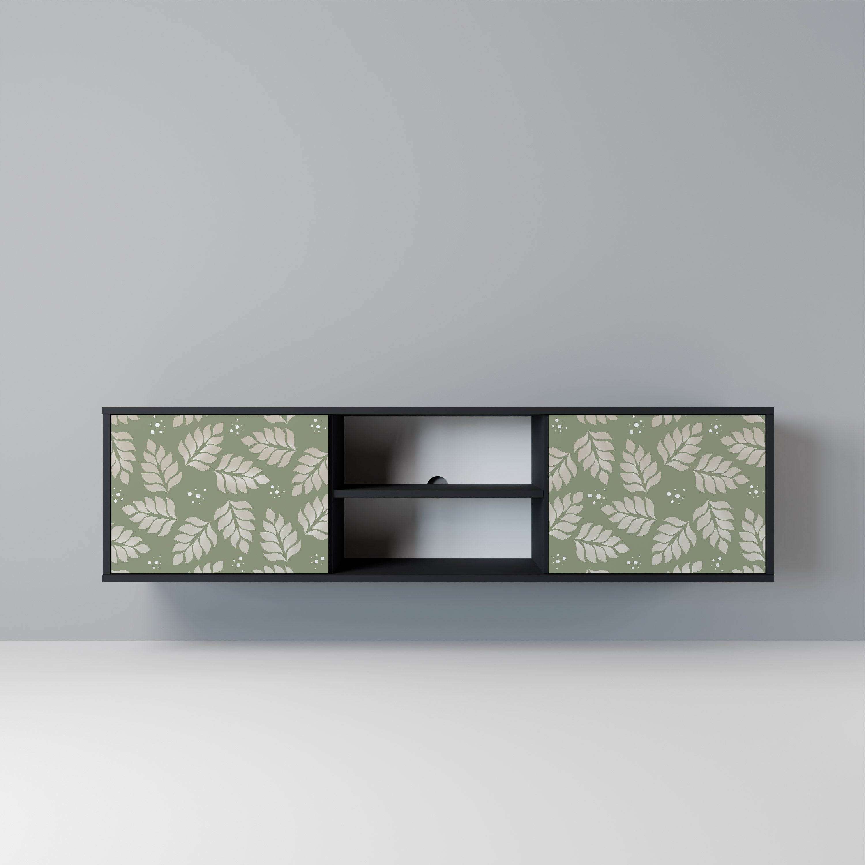 LEAVES ON GREEN 2-Door TV Stand in Black Finish