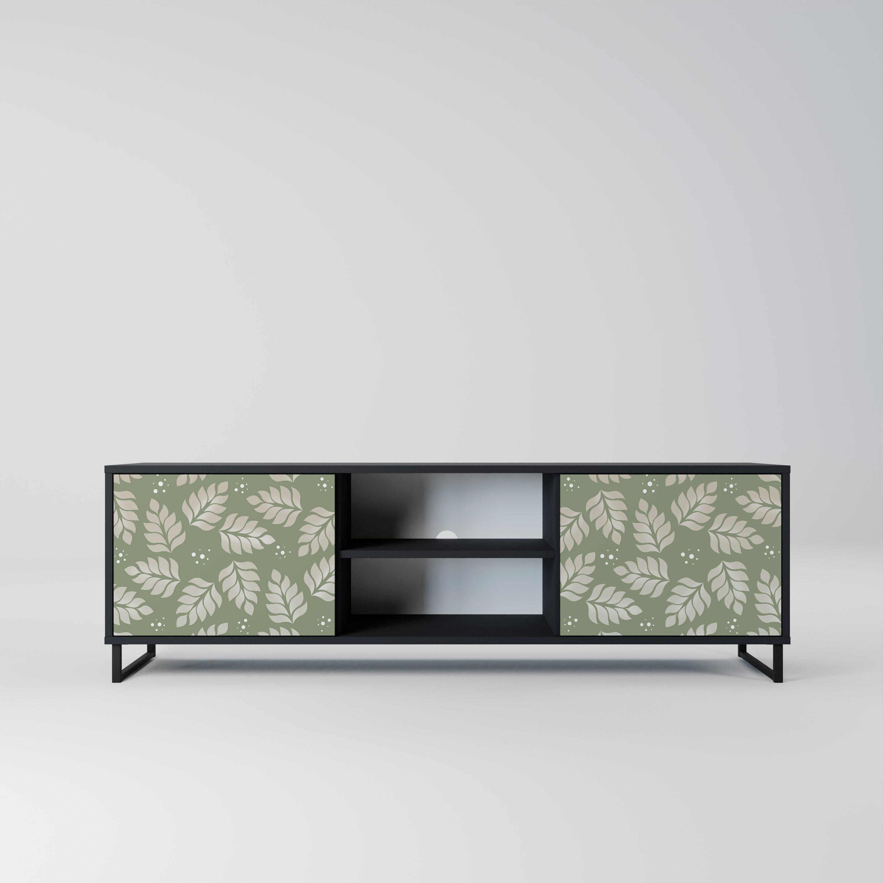 LEAVES ON GREEN 2-Door TV Stand in Black Finish