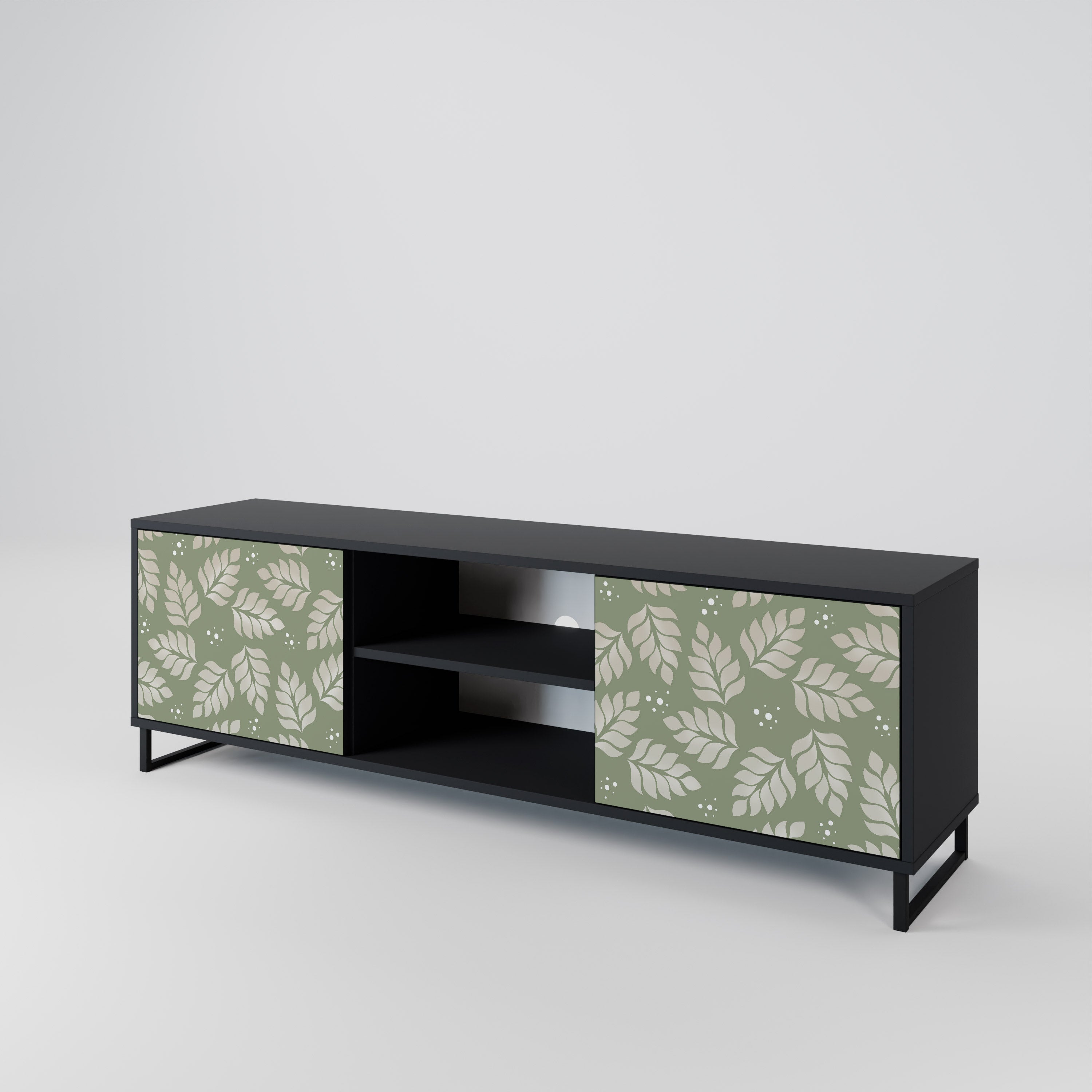 LEAVES ON GREEN 2-Door TV Stand in Black Finish