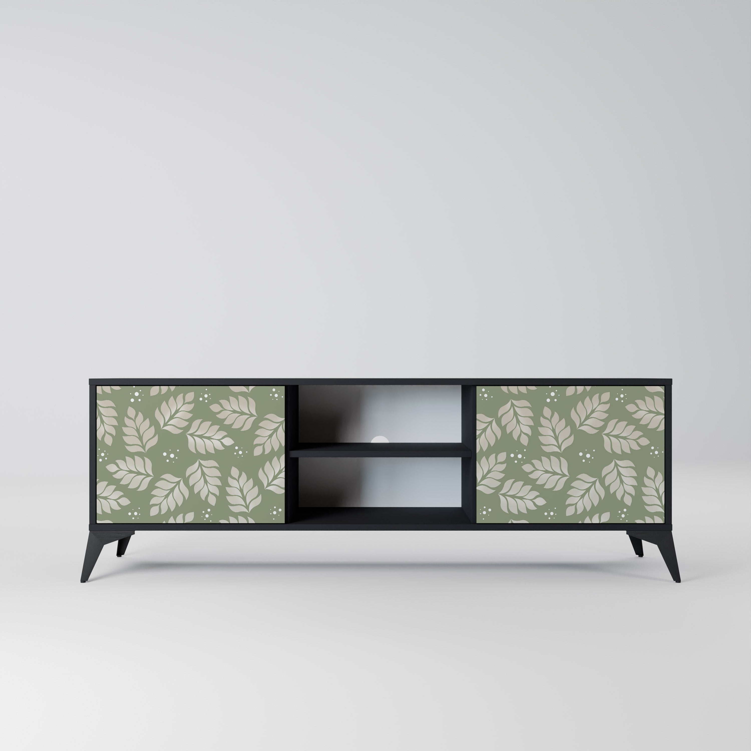 LEAVES ON GREEN 2-Door TV Stand in Black Finish