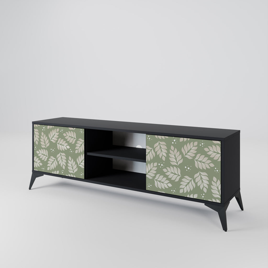 LEAVES ON GREEN 2-Door TV Stand in Black Finish